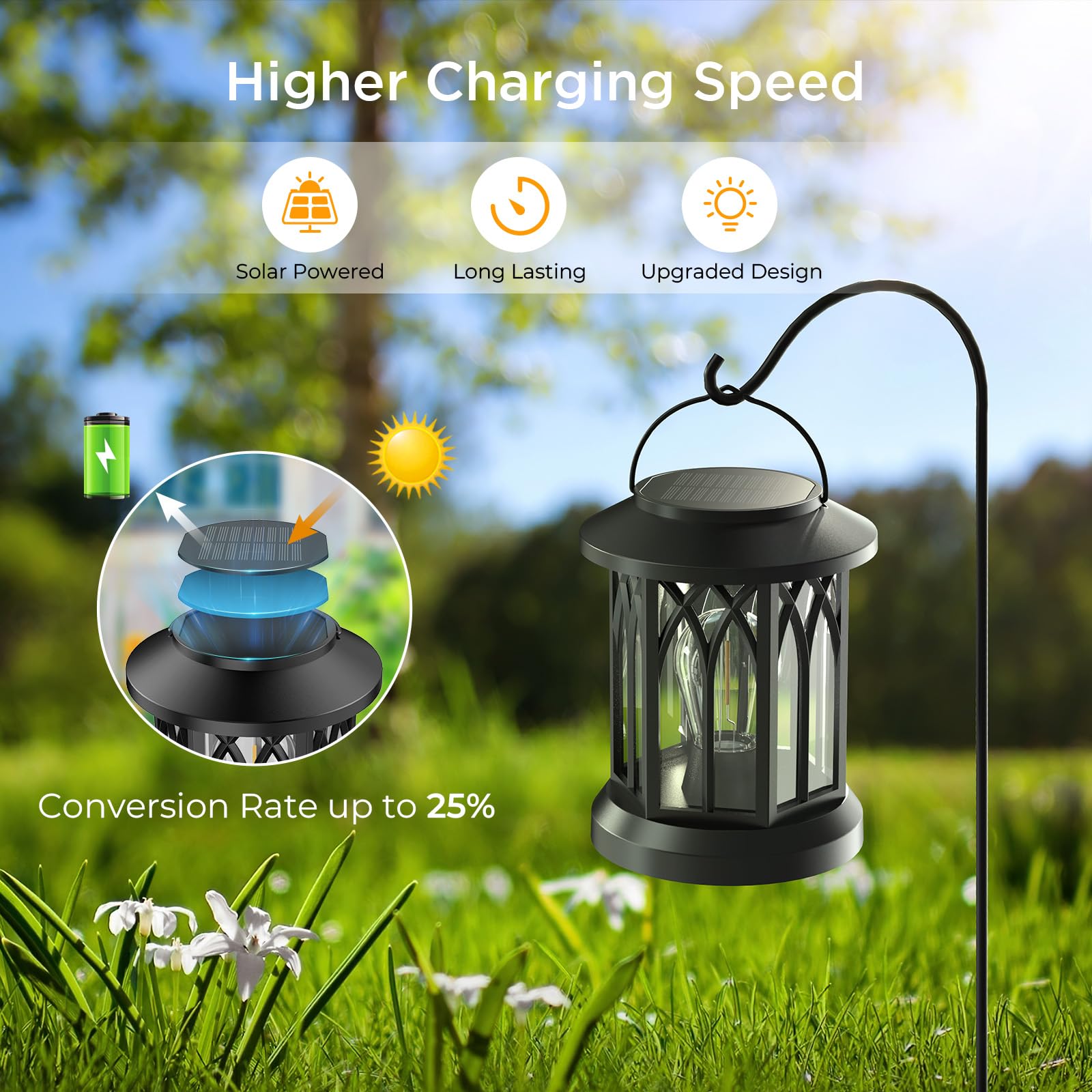 Wdtpro Solar Lanterns Outdoor Waterproof, Upgraded Bright Hanging Solar Lights For Outside,Solar Powered Lanterns Lighting Led F