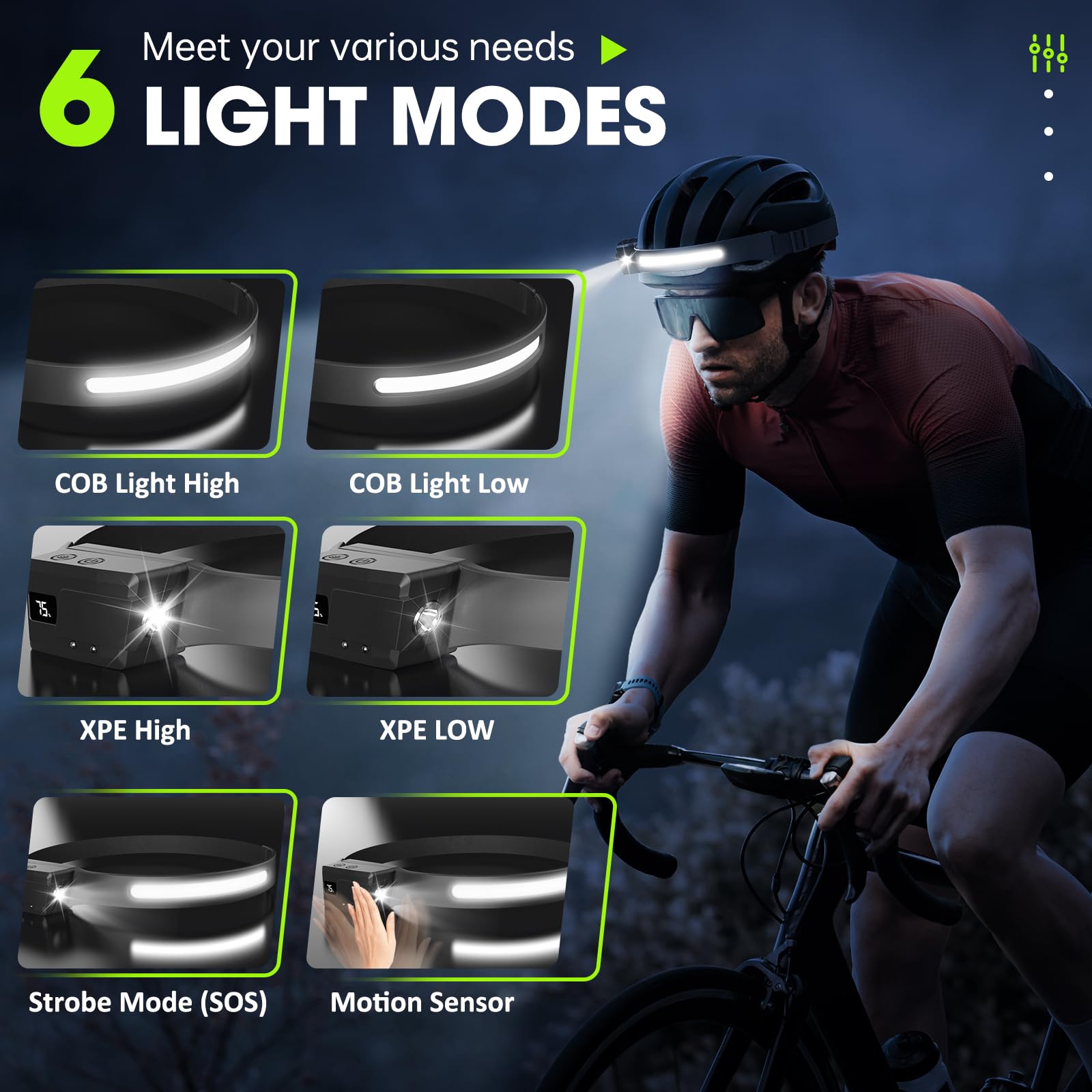 Upgrade Headlamp Rechargeable With Adjustable & Removable Spotlight, Head Light Flashlight For Hiking, Repairing, Fishing, Cycli