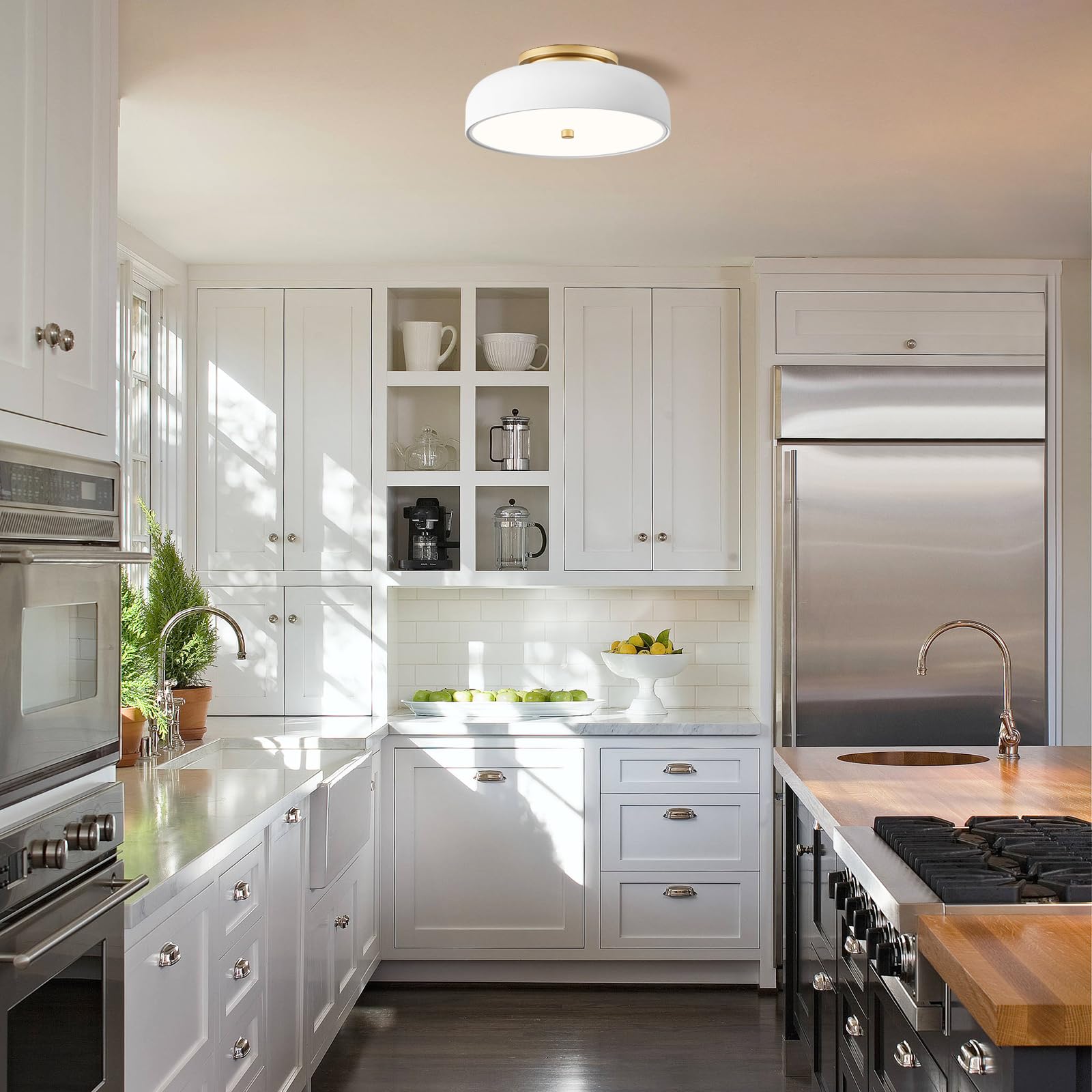 Onesming Dimmable Led Ceiling Light Fixture, 2700K-6000K 5Cct Modern Semi Flush Mount Ceiling Light, White Close To Ceiling Lamp