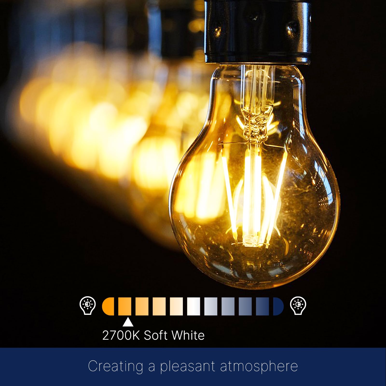 FLSNT A19 LED Light Bulbs 60W Equivalent Dimmable 7W 800 Lumens 2700K Soft White Glass 8 Pack
