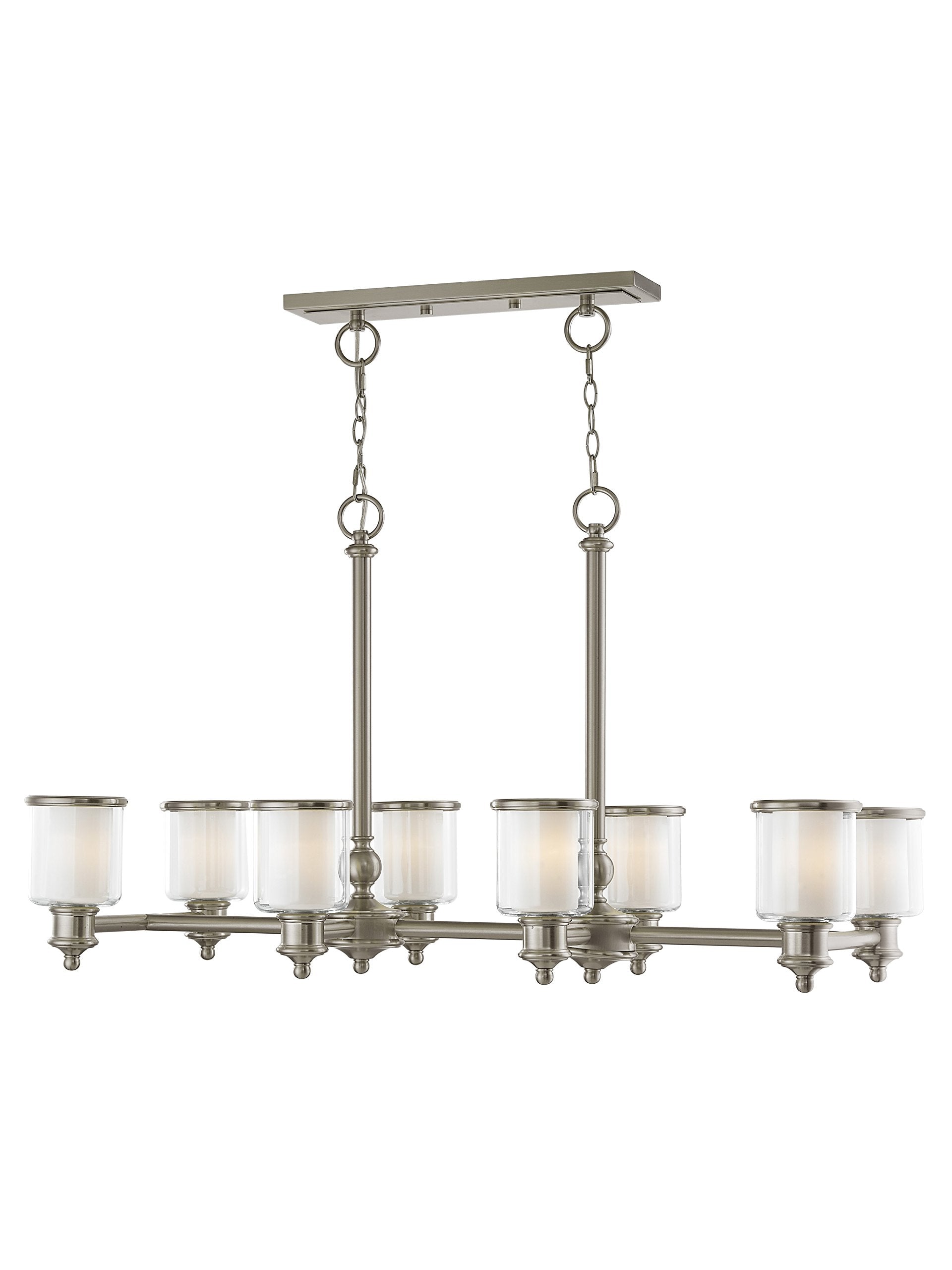 Livex Lighting 40208-91 Transitional Eight Light Linear Chandelier from Middlebush Collection in Pwt, Nckl, B/S, Slvr. Finish, 4