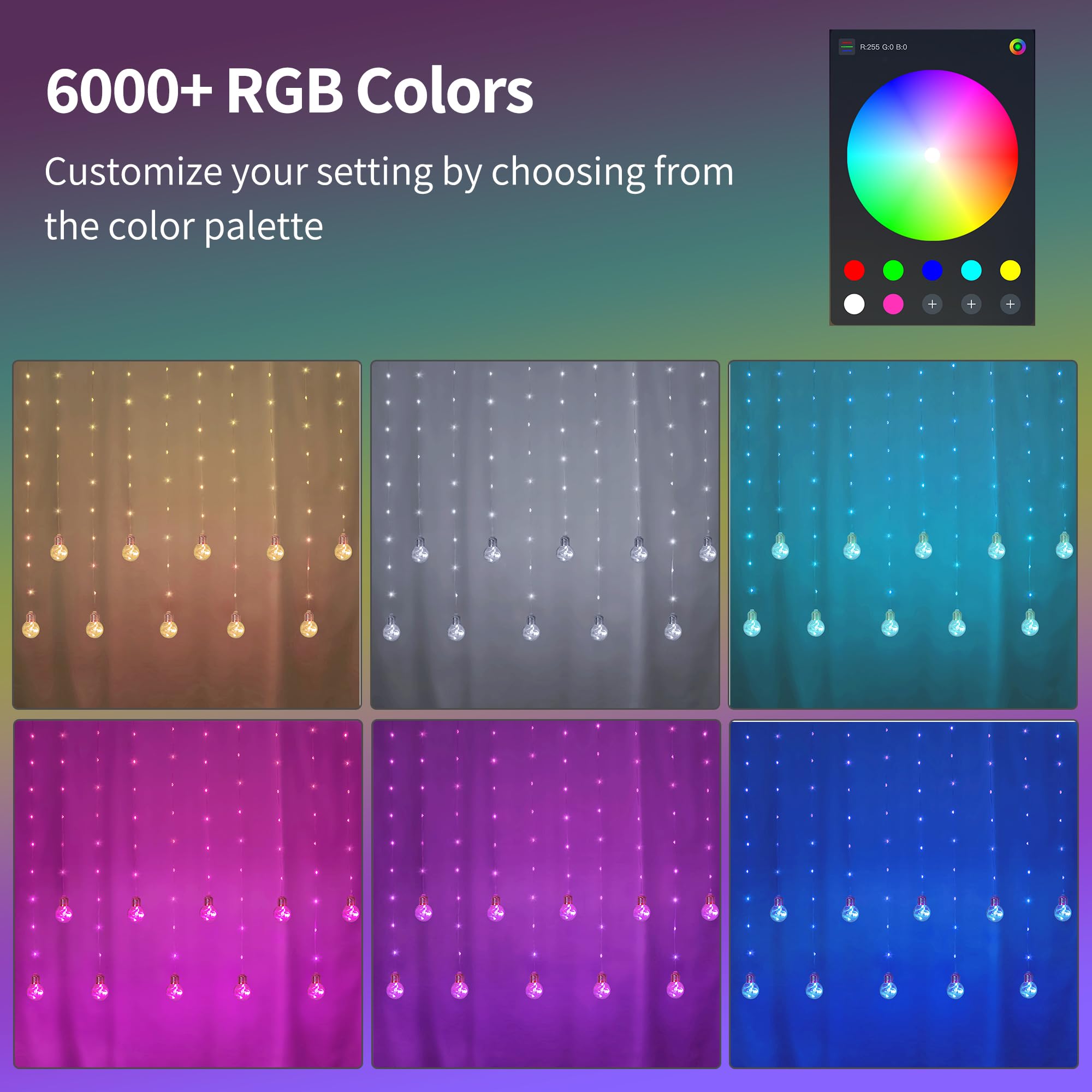 YOLIGHT Color Changing LED Fairy Lights, 9.8 x 3.3 FT, Remote App Control, Music Sync, Copper, Model YL-CLD-200
