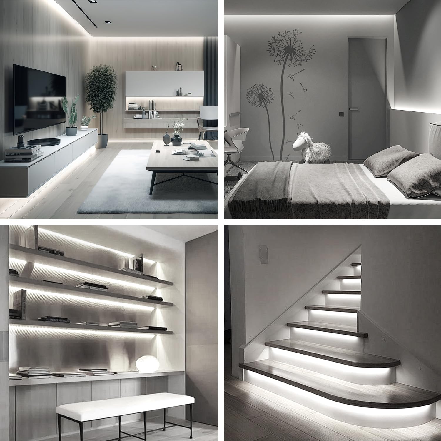 Yeewhale Cob Led Strip Lights 100Ft,6000K Dc 24V Dimmable White Flexible Led Lights Strip For Bedroom,With Remote And App Control Led Rope Lights For Living Room,Shelf,Cabine,Bed