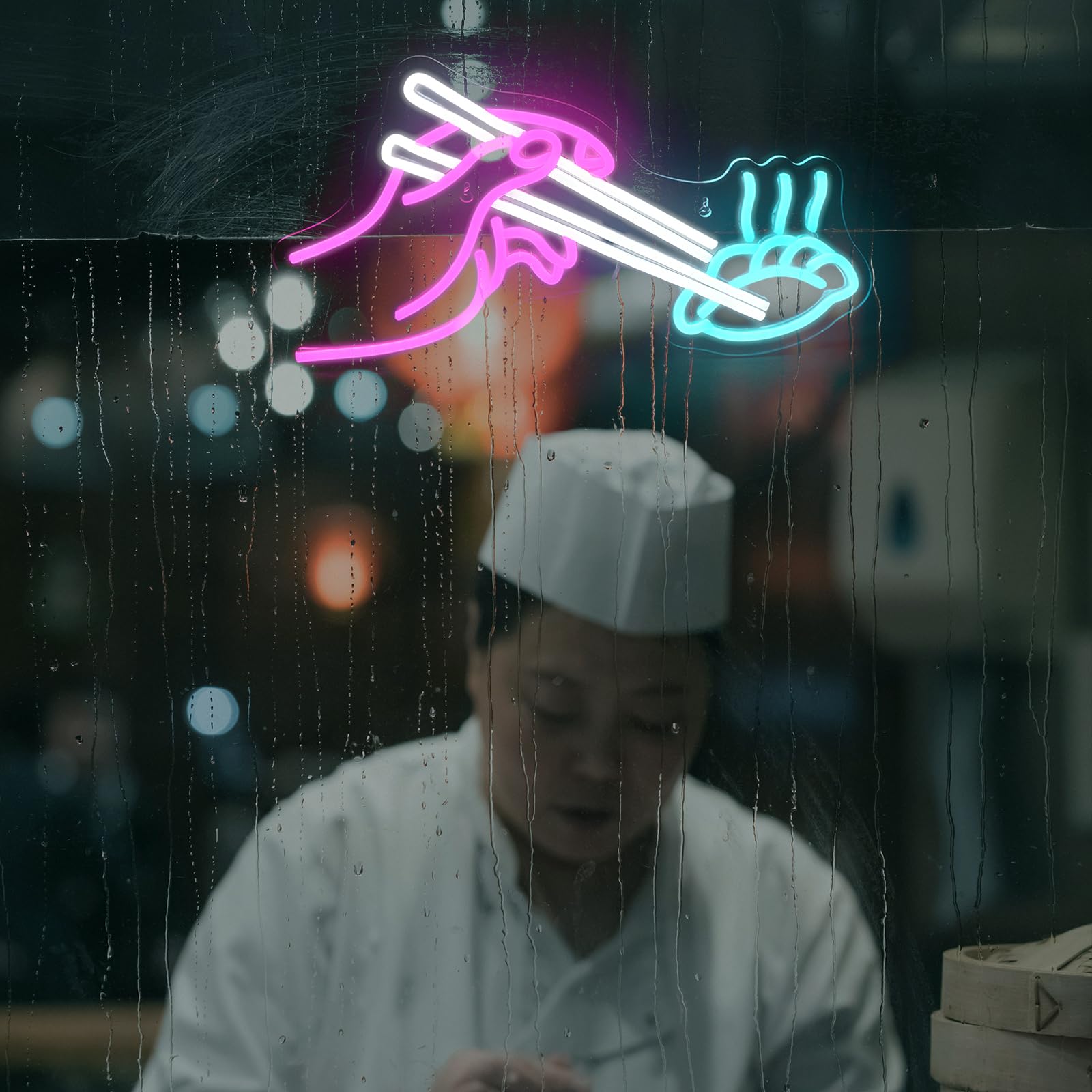FAXFSIGN LED Neon Sign for Dumpling Shop - 16.54inx8.86in, Colorful Acrylic Wall Decor, Model WX-NL-2024042903