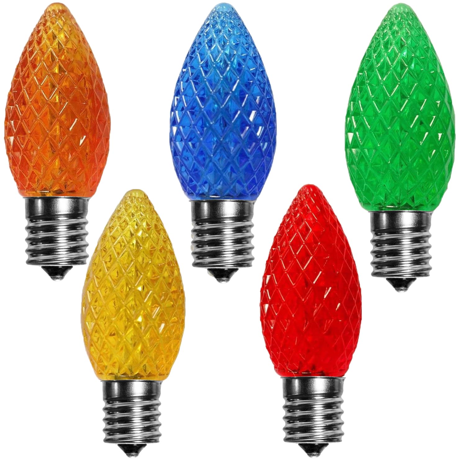 echosari 25 Pack C7 LED Replacement Christmas Light Bulbs 0.8W for Outdoor String Light, UL Listed Commercial Grade Holiday Bulb