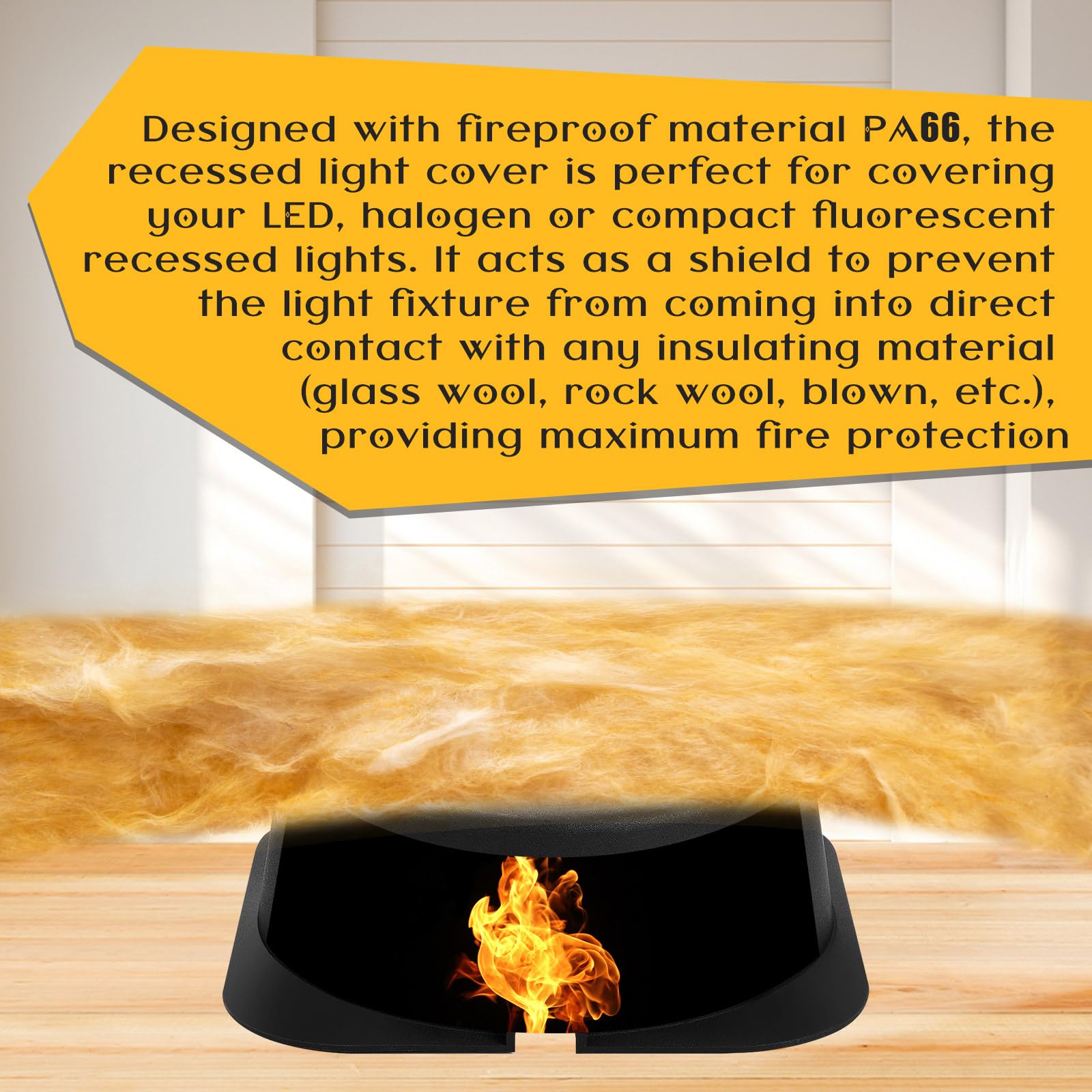 Tuanse 20 Pcs Recessed Light Cover For 6 Inch Lighting Fixtures 8.6 X 8.6 X 2.9 Inch Fire-Resistant And Energy-Saving Light Insulation Protect Cover For Attic (Black)