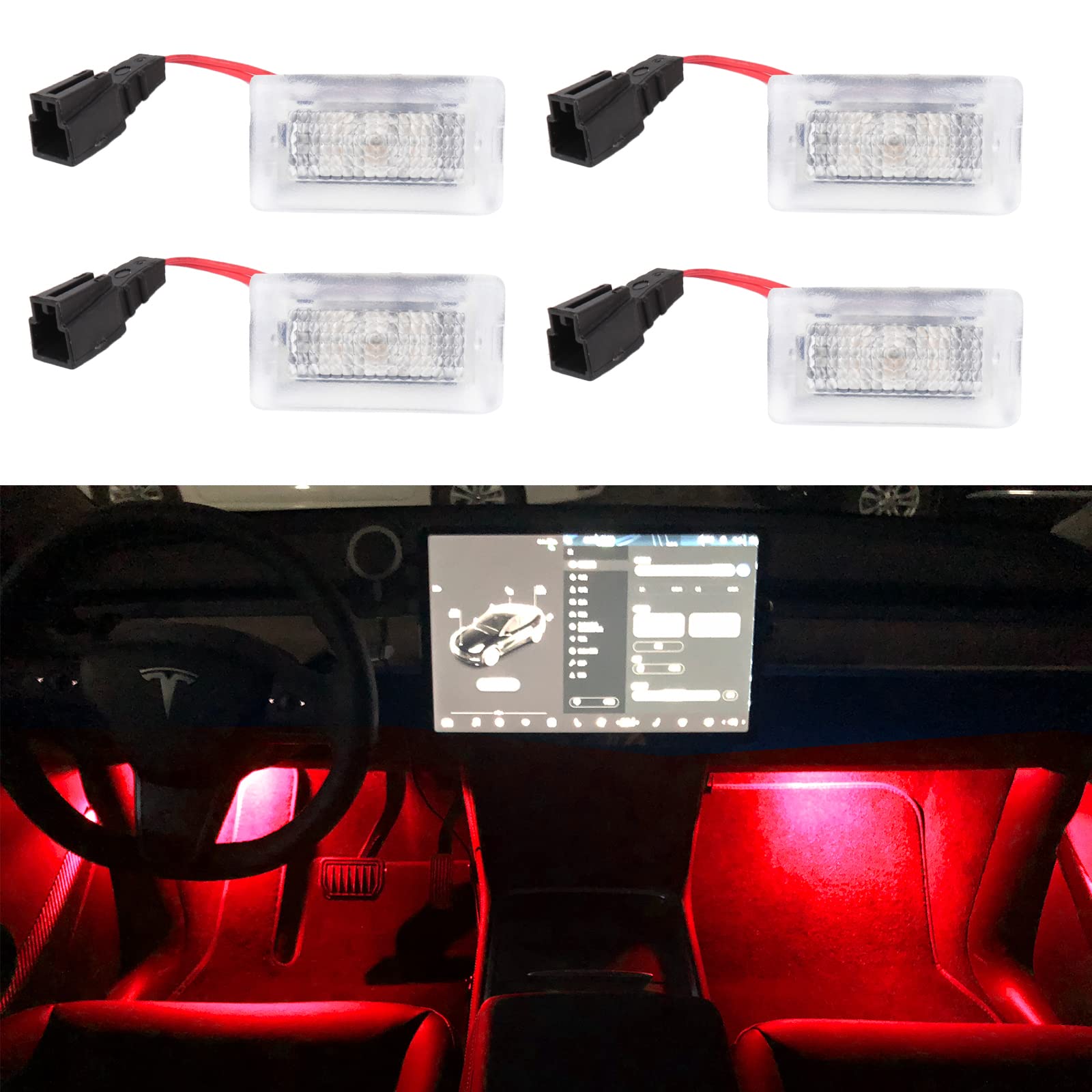 Carwiner Compatible with Tesla Model 3/Y/S/X Ultra-bright Interior LED Lighting Bulbs Kit Accessories fit Trunk, Frunk, Door Pud