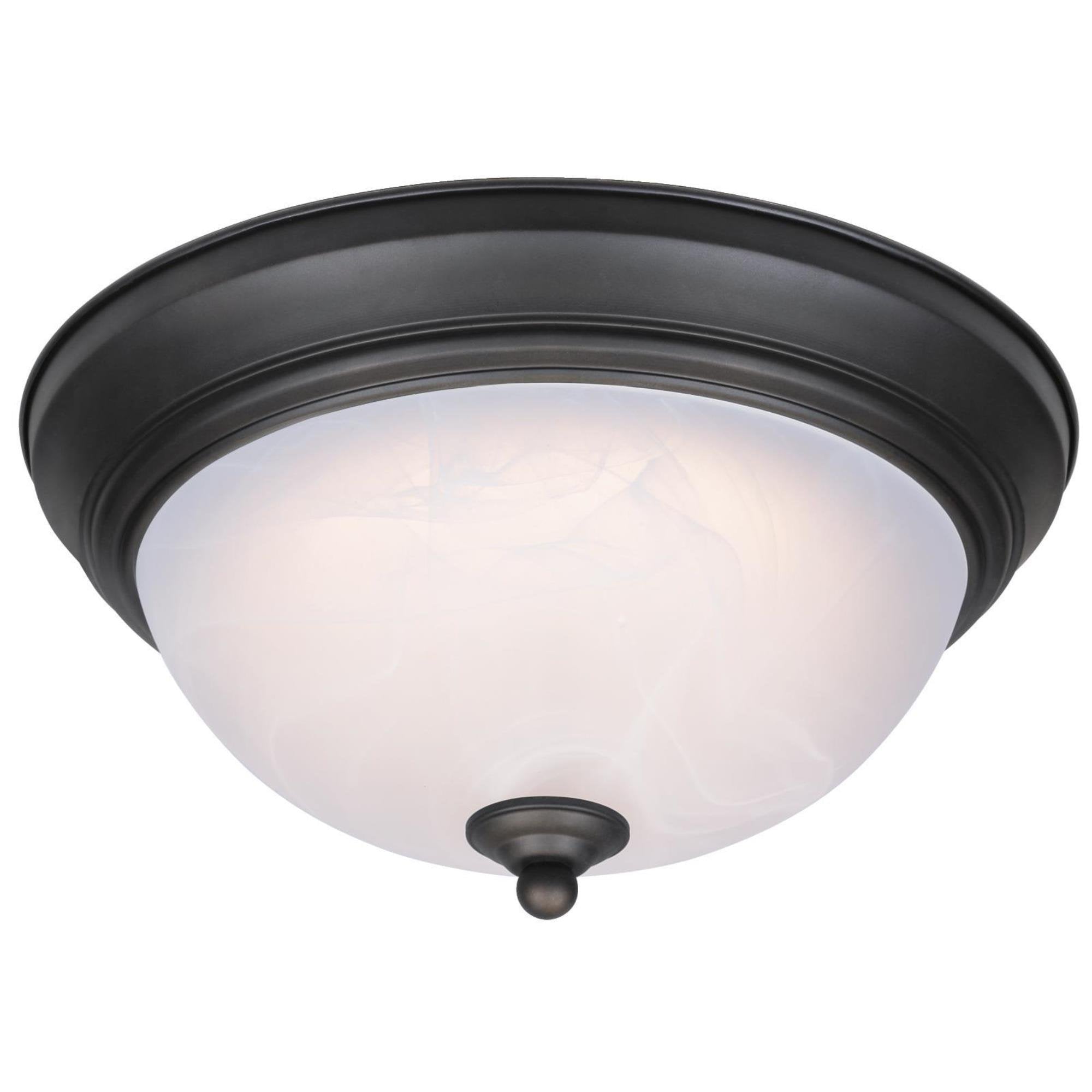 6400600 11-Inch Dimmable Led Indoor Flush Mount Ceiling Fixture, Oil Rubbed Bronze Finish With White Alabaster Glass