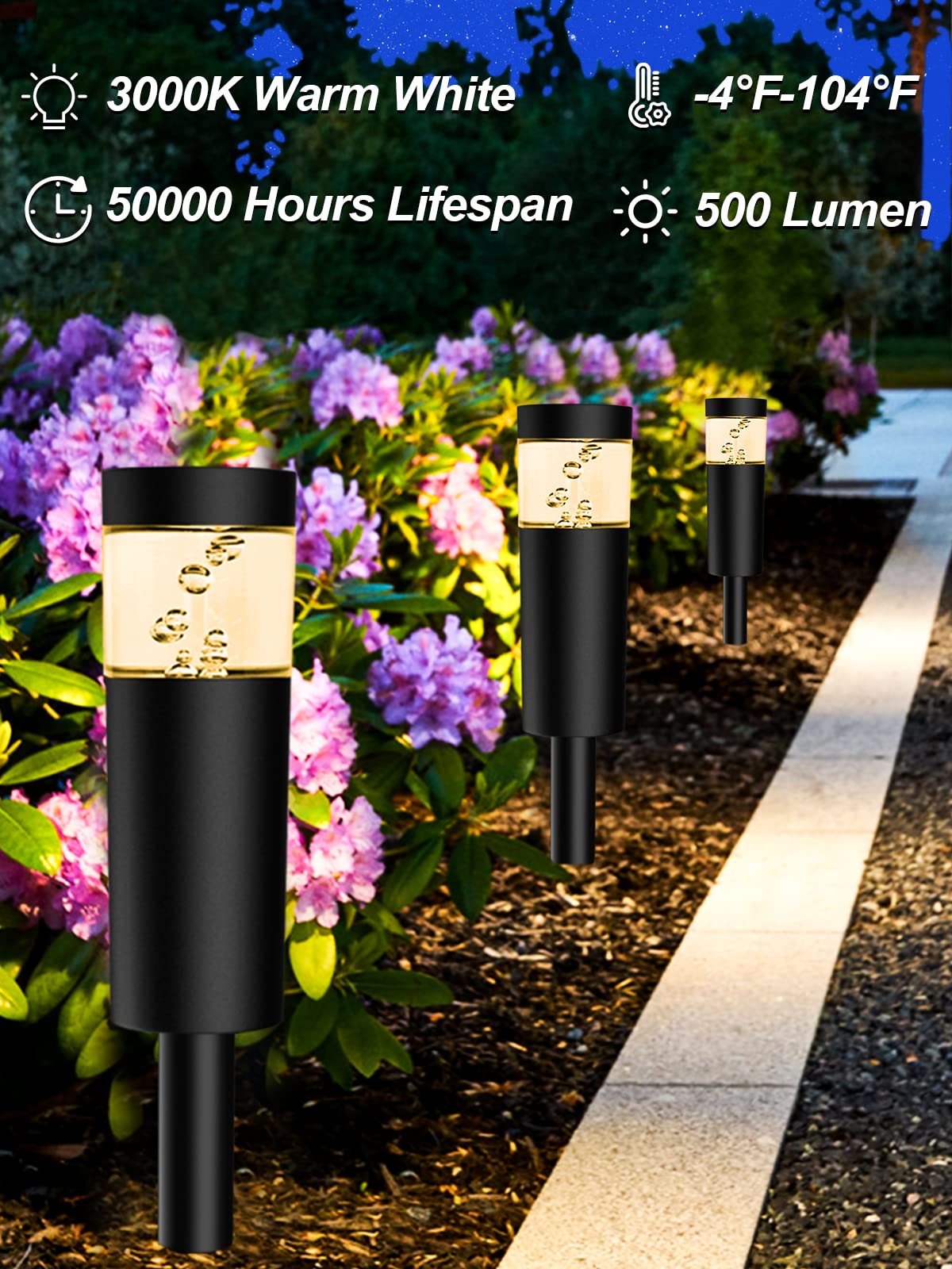 Doreio 5W Low Voltage Warm White Led Pathway Lights, 12 Pack, Ip65 Waterproof For Garden Lawn