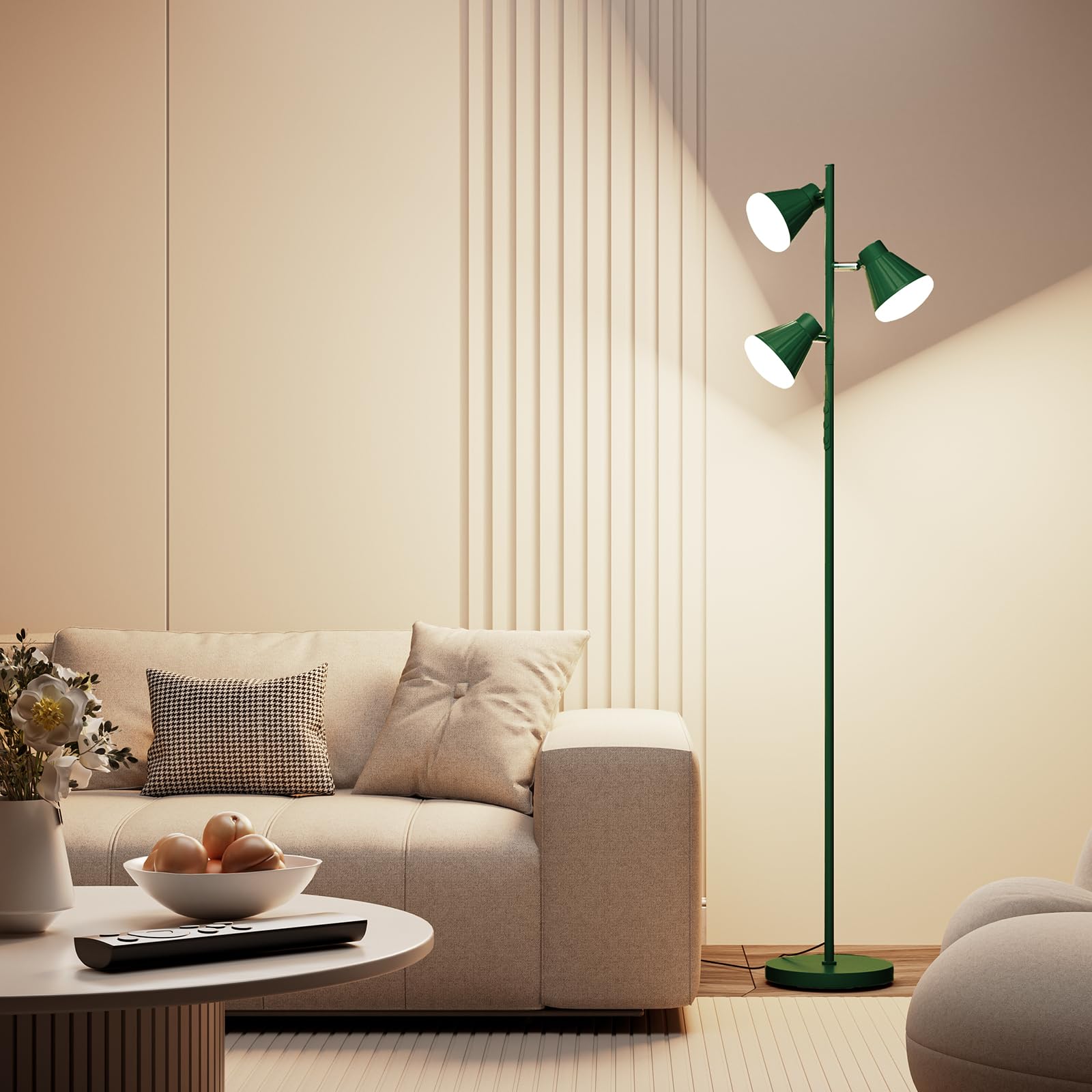SIBRILLE 36W LED Floor Lamp, Dimmable with Remote, 4 Color Temps, Green, Model H107812