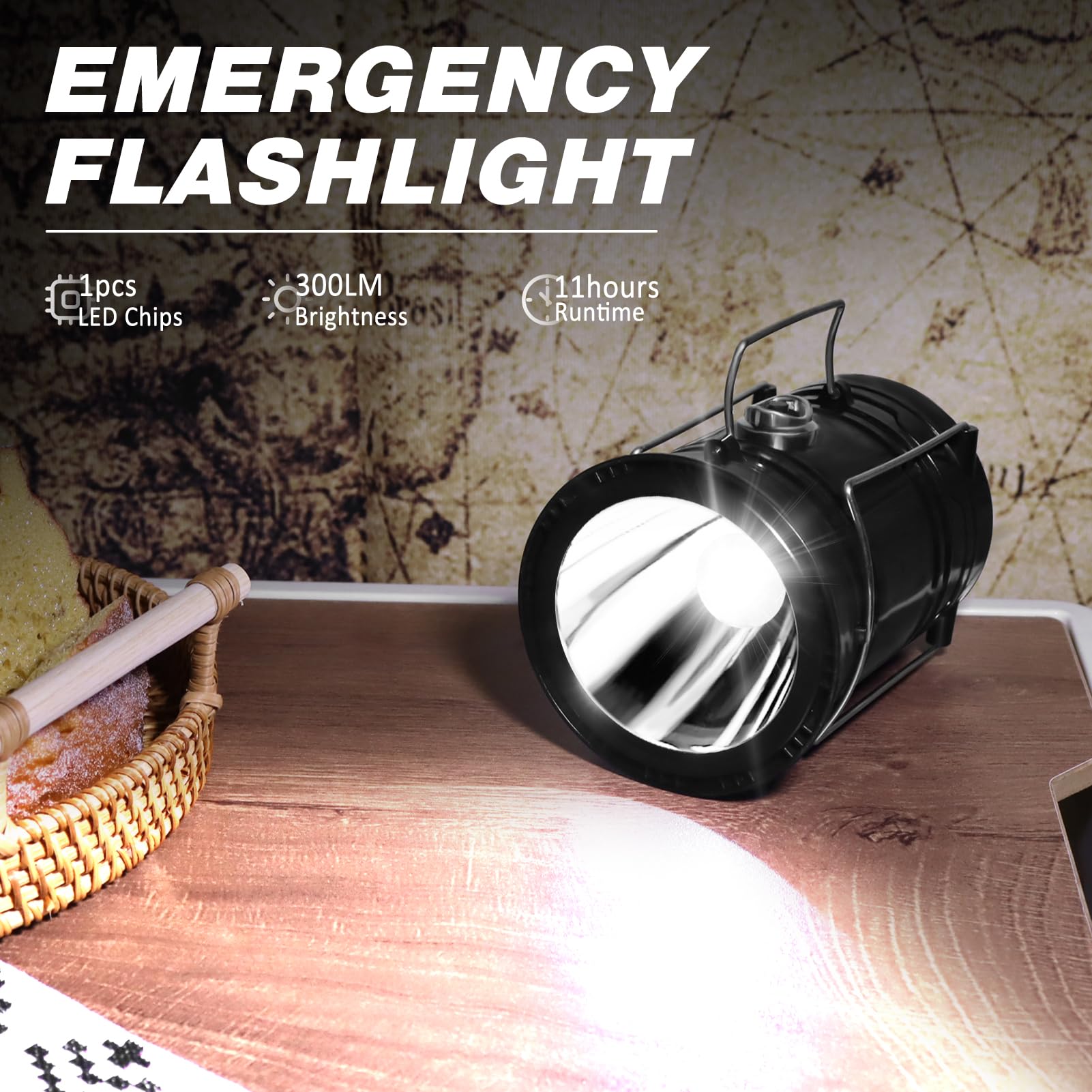DIBMS Solar Camping Lantern 4-Pack, Collapsible LED USB Rechargeable Lights, White, Model PEC00592-DI