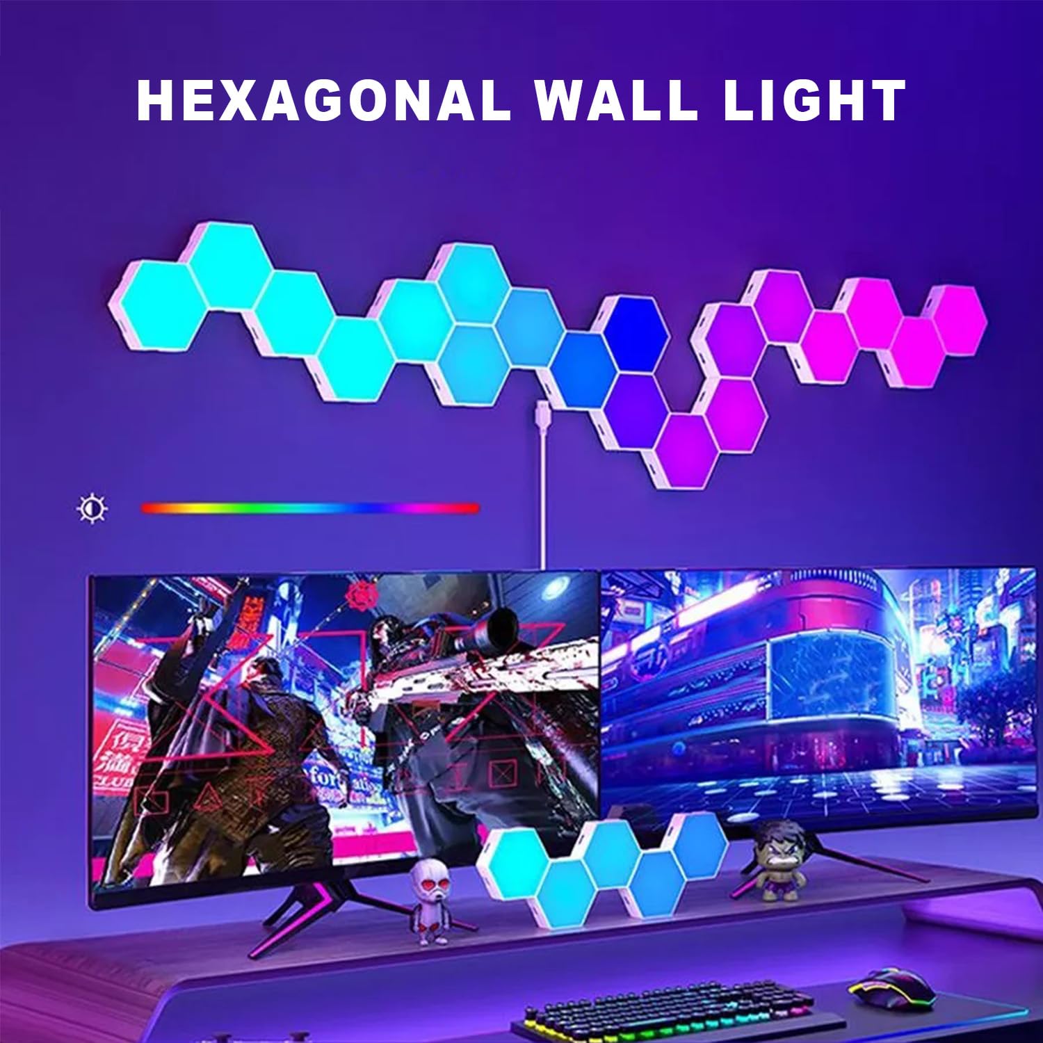 Ifthfour 6 Pack Hexagon Light Panels - Smart Rgb Hexagon Led Lights Wall Lights Remote Control Lights For Lving Room, Bedrooms,