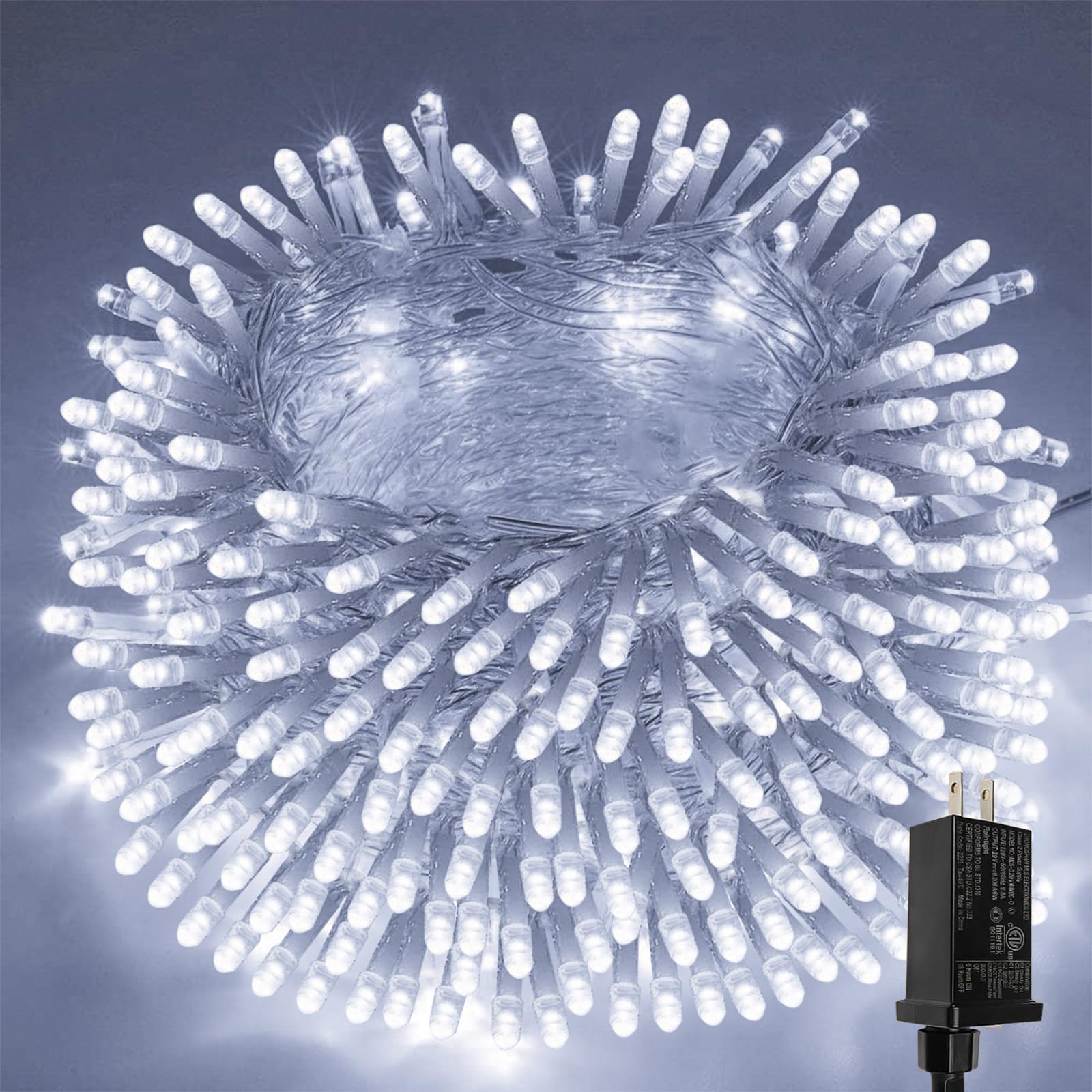 Extra-Long 33FT String Lights Outdoor/Indoor, 100 LED Upgraded Super Bright Christmas Lights, Waterproof 8 Modes Plug in Fairy Lights for Bedroom Party Wedding Garden Holiday Decoration (Cool White)