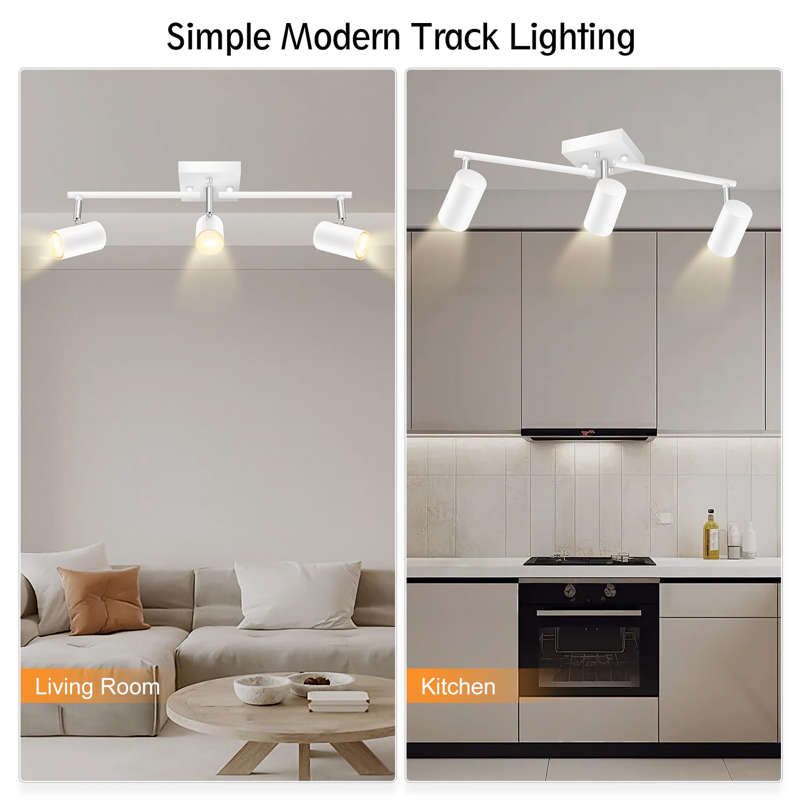Boostarea Track Lighting Fixtures Ceiling, 3 Way Track Lighting Kit, Led Track Lighting With Rotatable Light Heads, Modern Ceili