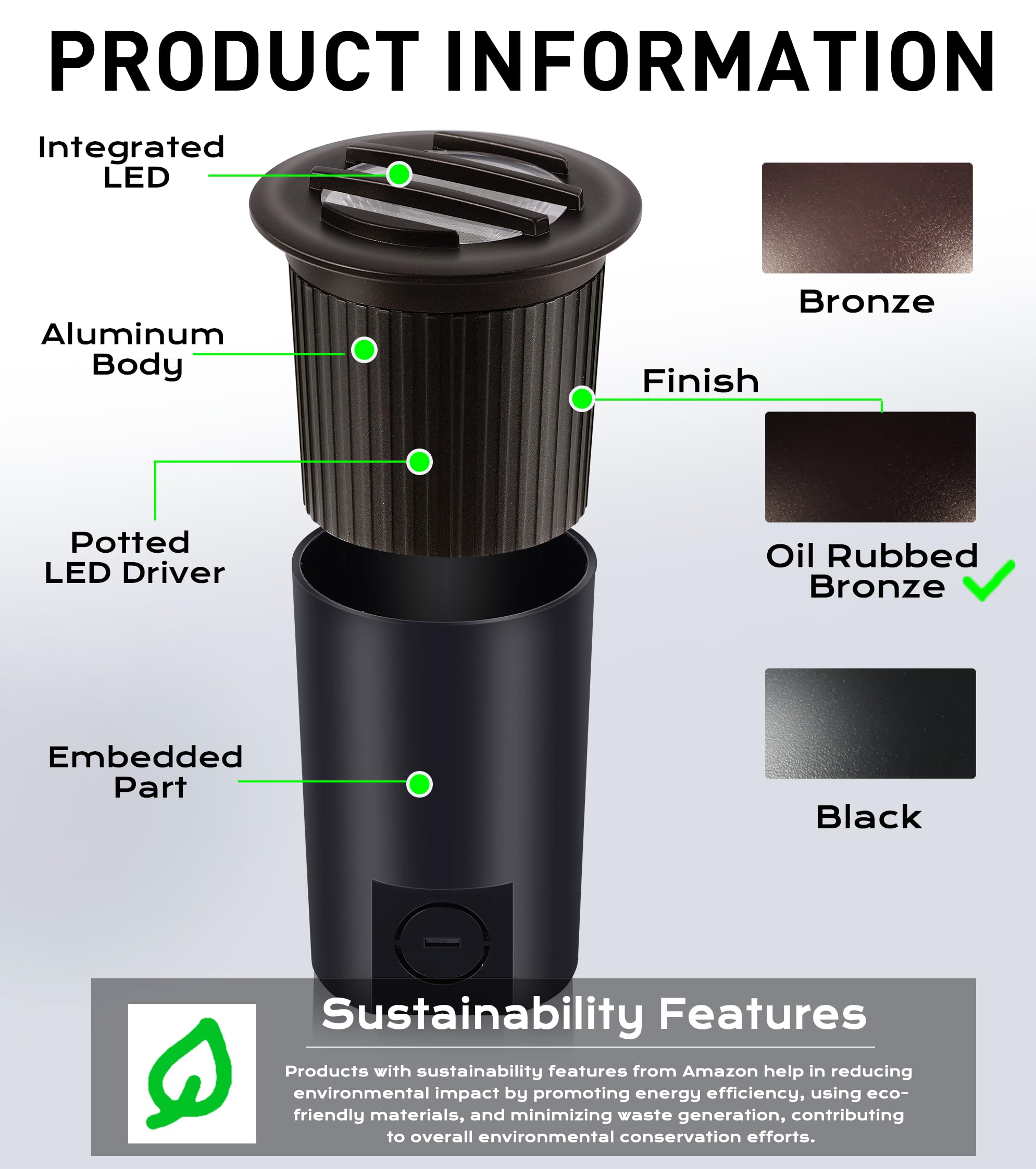 CLOUDY BAY 9W Low Voltage LED Landscape Lights, 12V-24V Waterproof, Grated Top, Oil-Rubbed Bronze, In Ground for Pathway & Deck