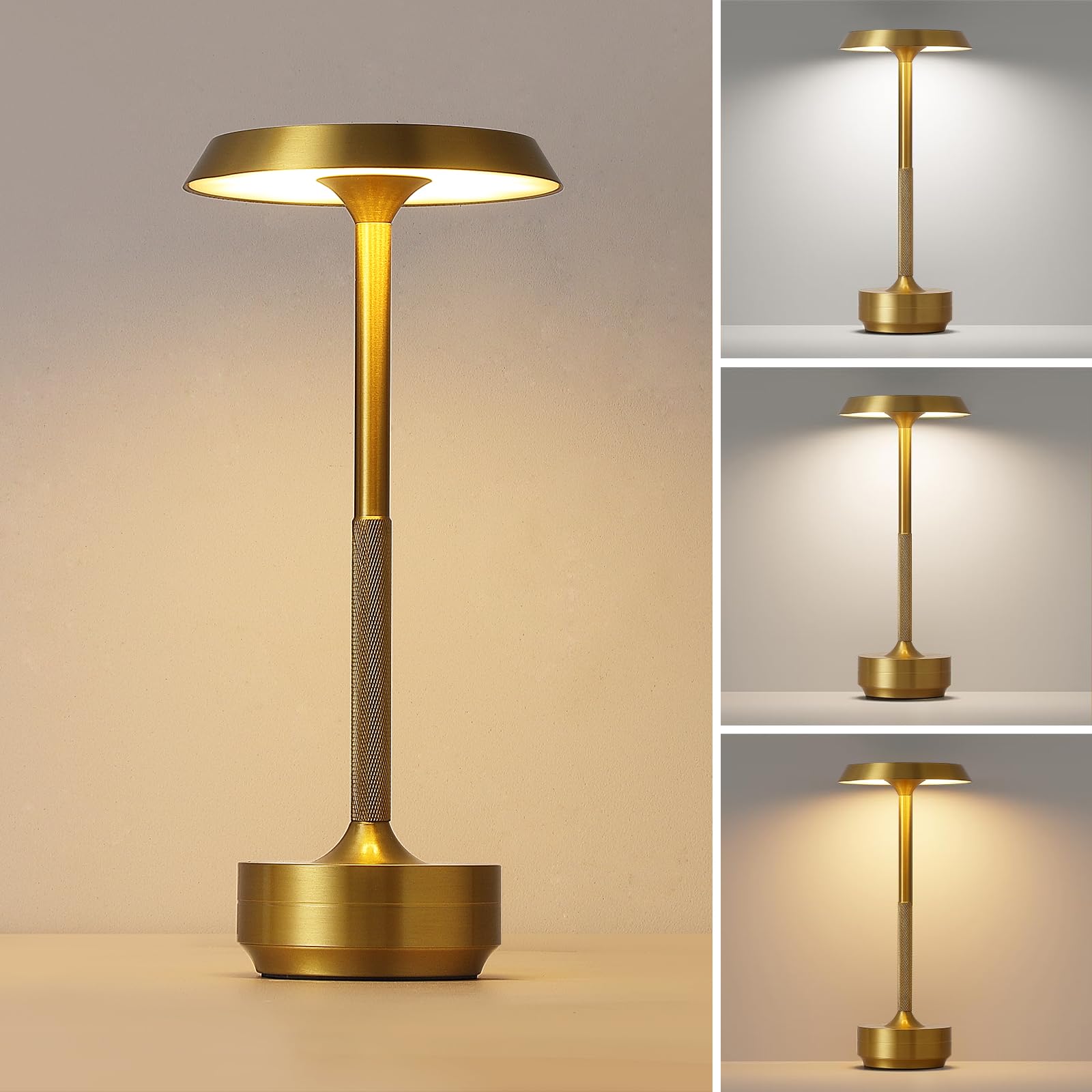 GKKBO Wireless Desk Lamp Rechargeable 5000mAh Battery Powered Lamp for Counter 3 Color Stepless Dimmable LED Wireless Light for 