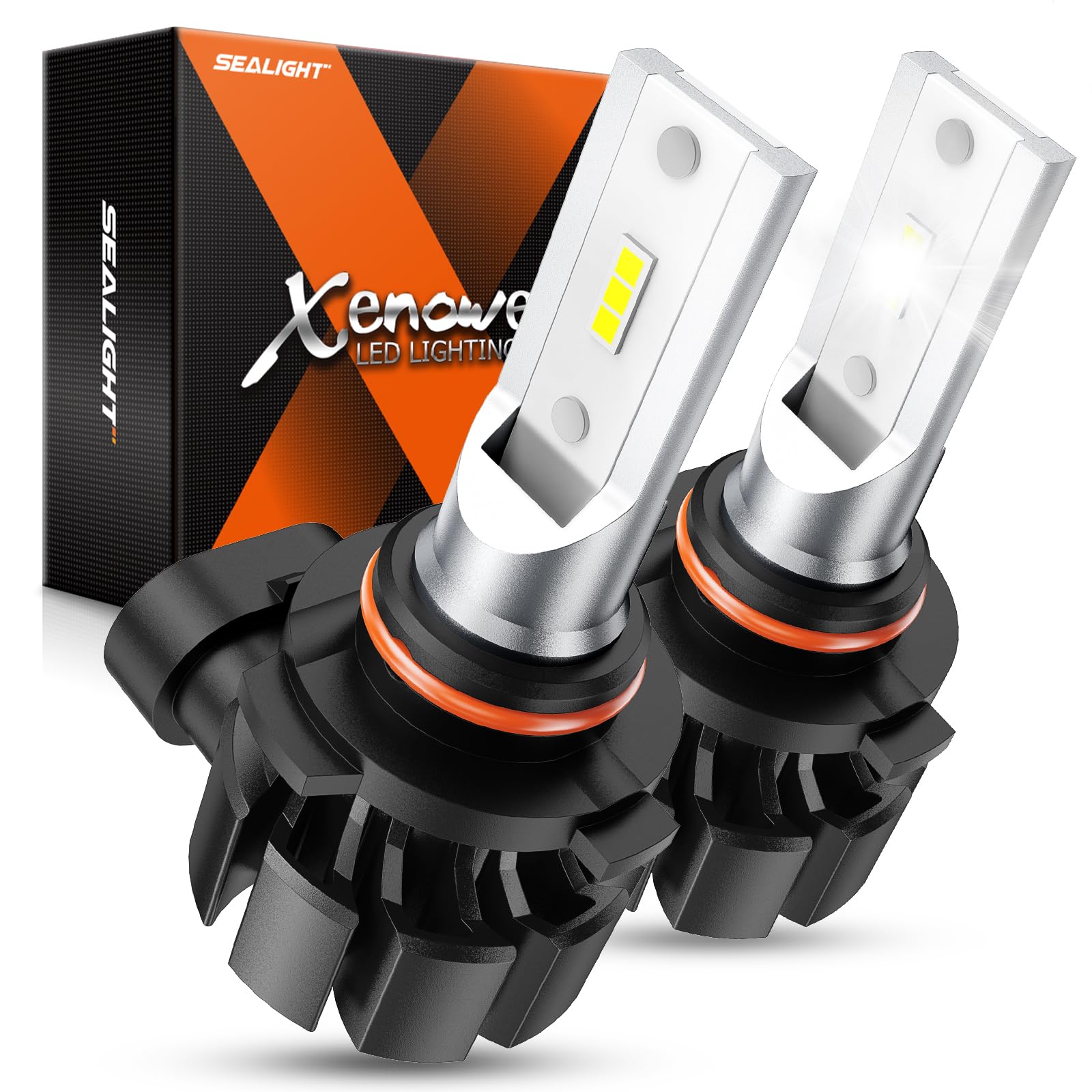 SEALIGHT 9006/HB4 LED Fog Light Bulbs, 6500K Cool White, 50000HRS Lifespan, Pack of 2, Aluminum