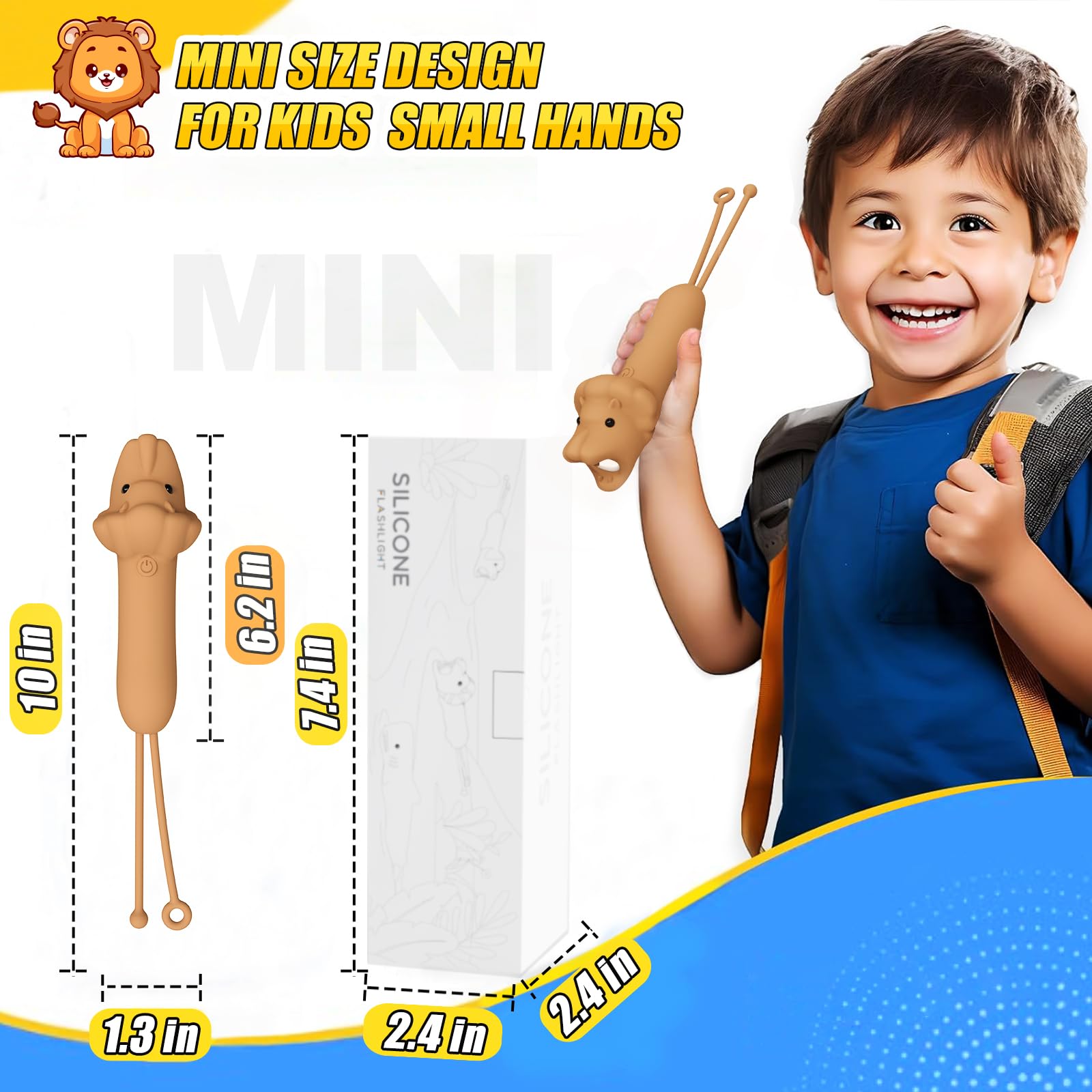Tepreswes Kids Rechargeable LED Flashlight, Lightweight, Brown, Model C1, Ideal for Camping, Outdoor Adventures, and Birthday Gifts