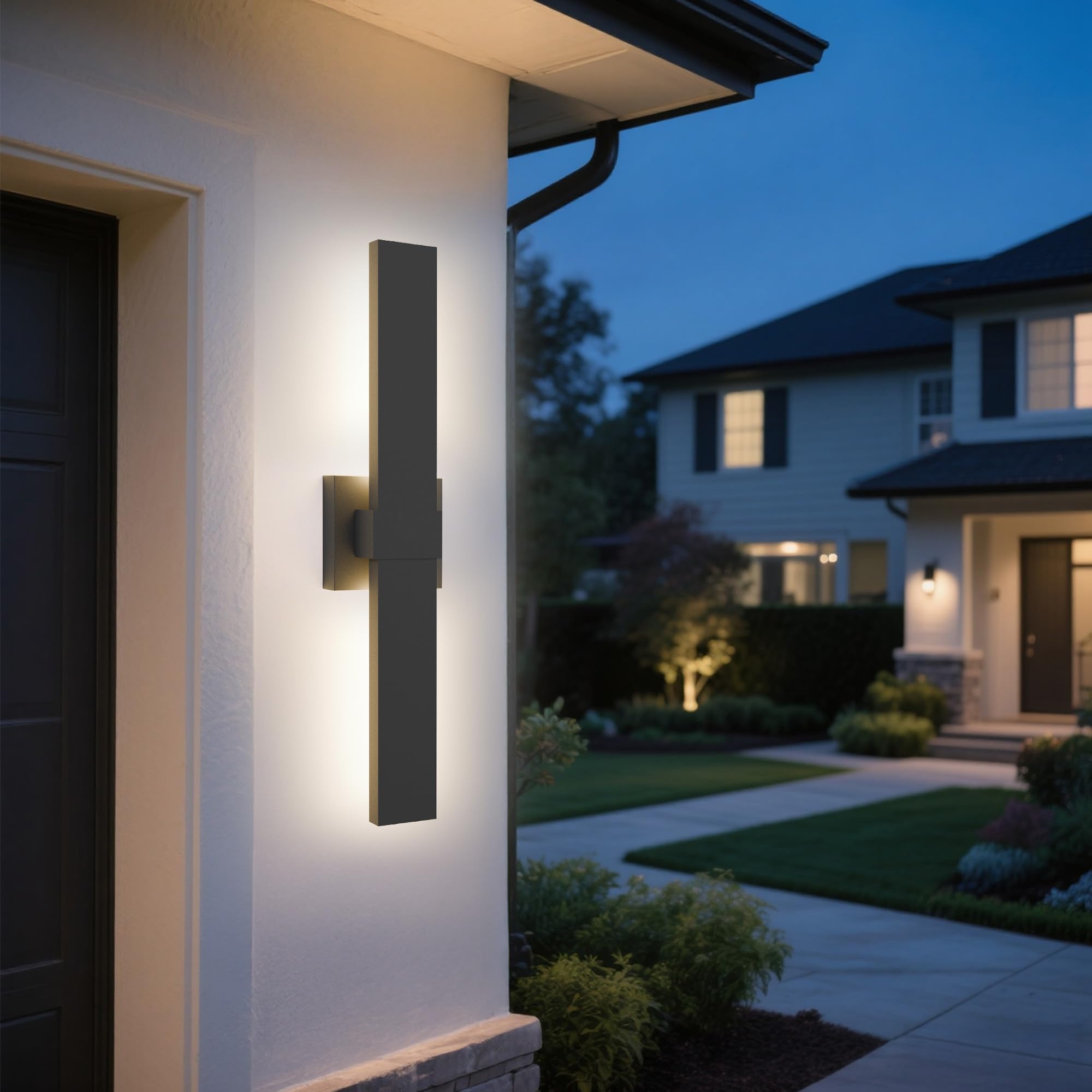 Lamqee 23.6 In Aluminum Long Outdoor Wall Lights  3000K 1303Lm Led Waterproof Ip65  Modern Exterior Lighting Fixture Linear Outdoor Sconce Wall Mount Outside Lighting For House Porch Patio Garage Door