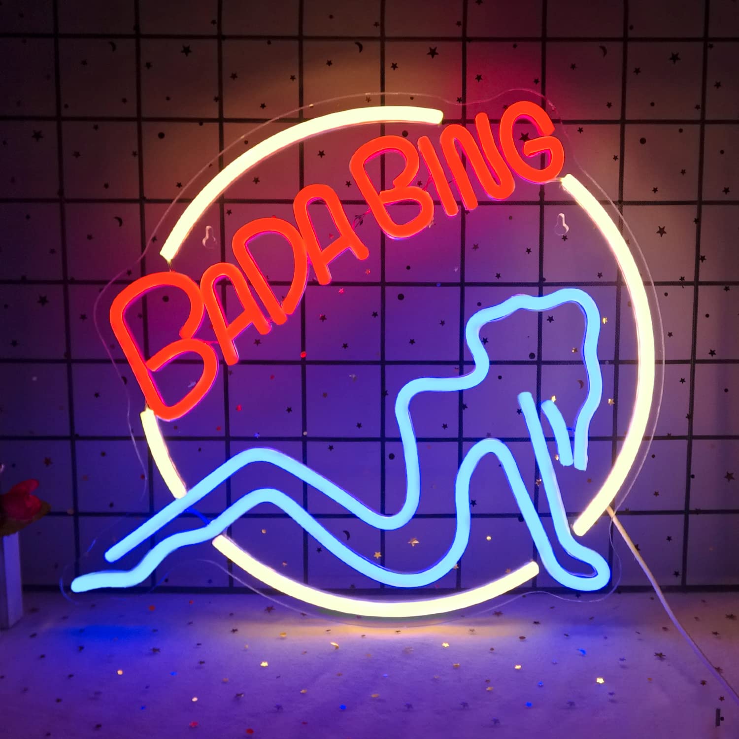 Wanxing Neon Sign - Bada Bing Led Wall Light For Bedroom, Man Cave, Bar Decor - Colorful Neon, Usb/Switch Operated, Unique Sopranos Merch