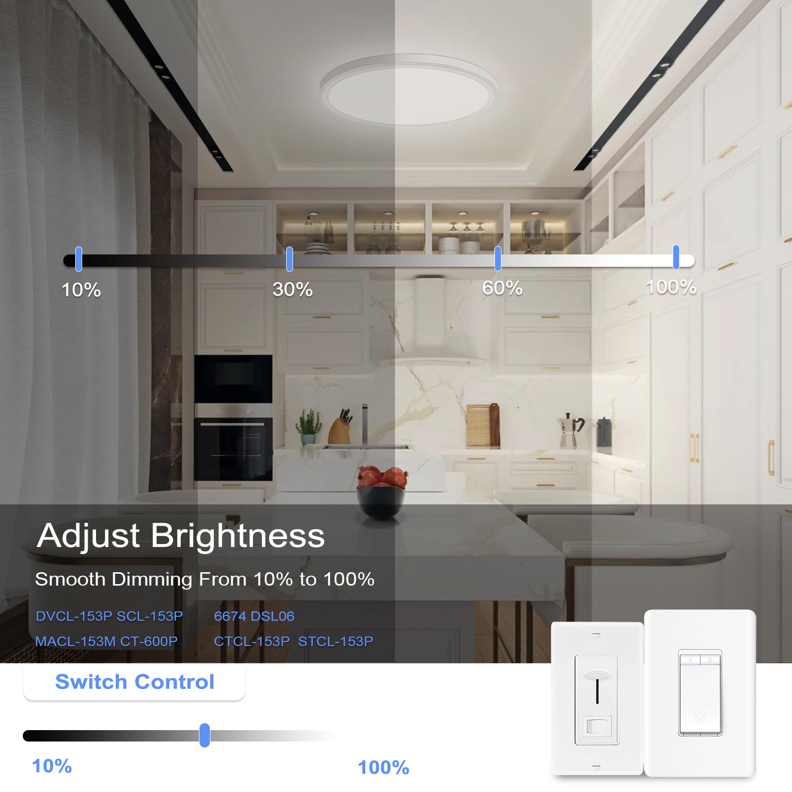 Hunhun 6 Pack 16 Inch Dimmable Led Flush Mount Ceiling Light 4800Lm Round Light Fixture 5 Color Temperature Selectable Large Fla