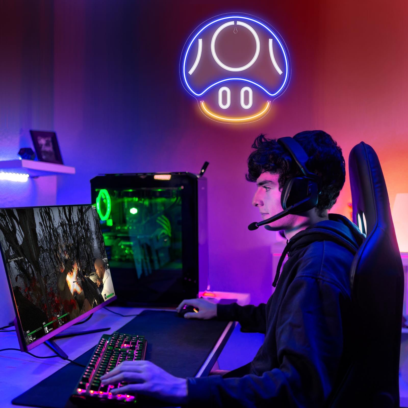 Kavaas Gaming Neon Sign, Game On Neon Sign For Game Room Decor - Led Game Neon Sign For Teen Boy Room Decor, Gamer Wall Decor - Best Gamer Gifts For Boys, Kids (Blue)