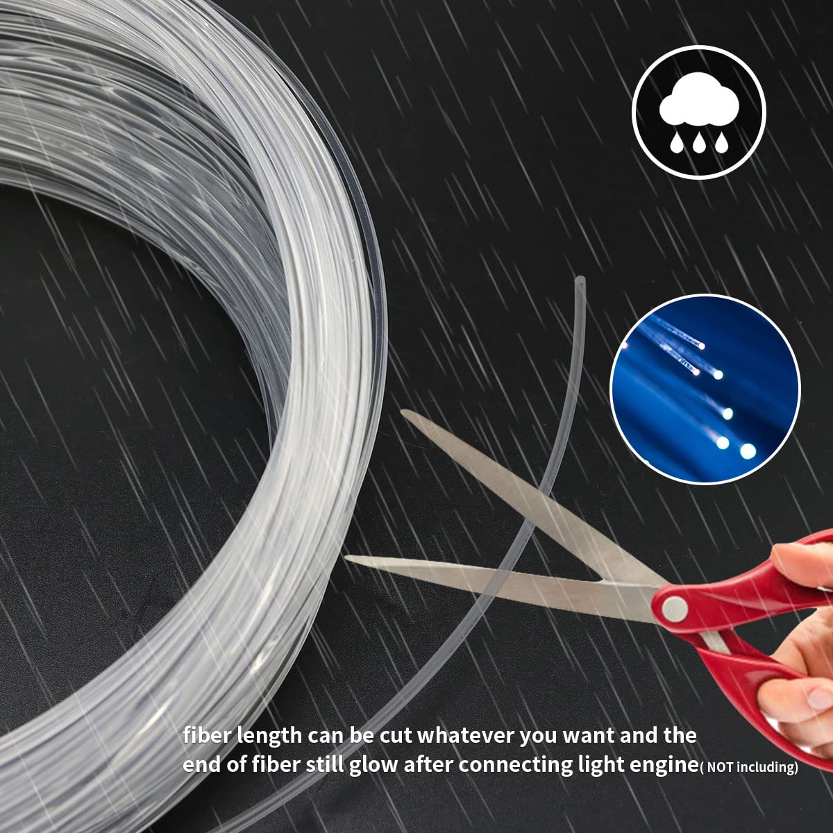 Azimom 100M Pmma Plastic End Glow Fiber Optic Cable 0.5Mm For Star Sky Ceiling Led Lights