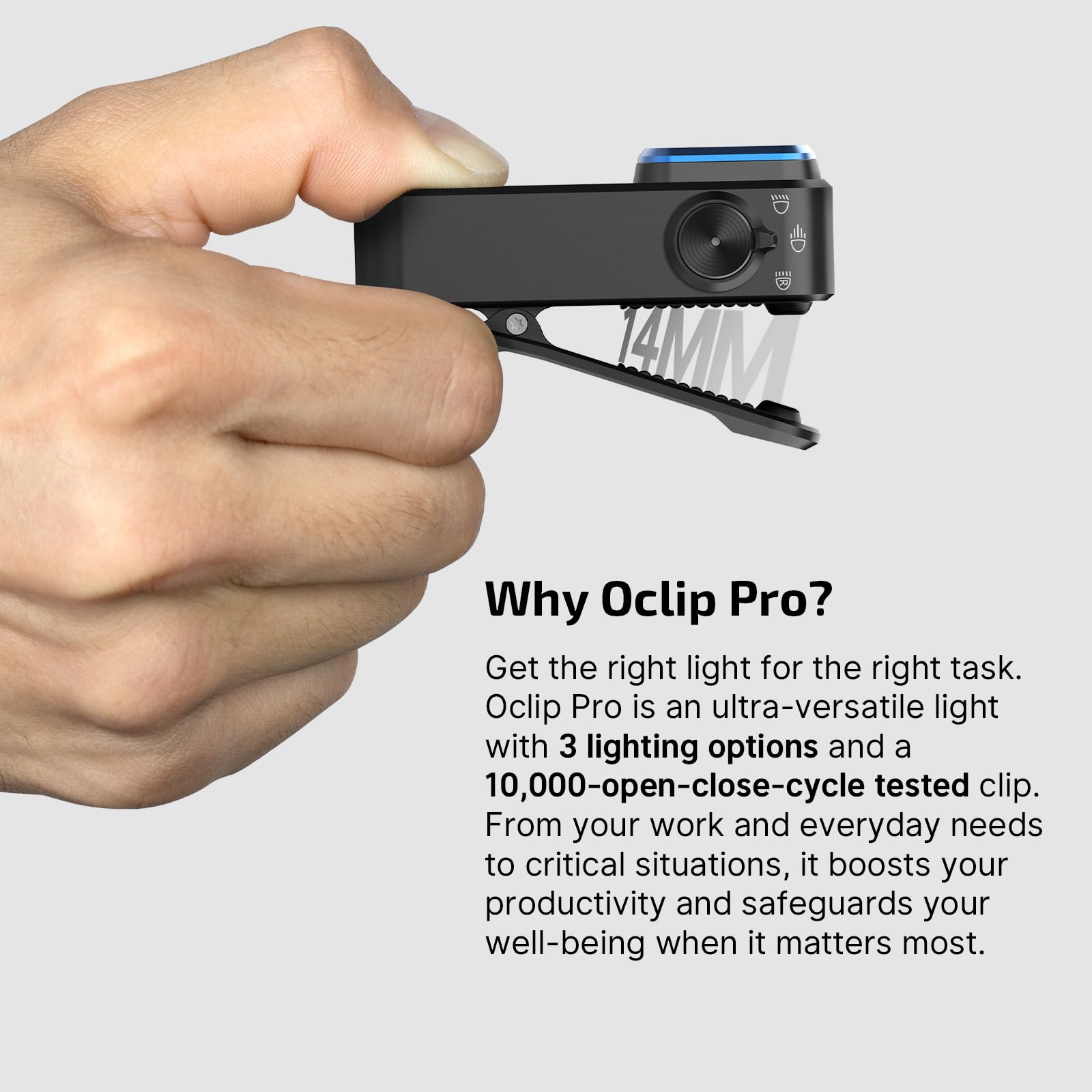 Olight Oclip Pro Edc Flashlight Clip-On Light, Rechargeable 500 Lumens With Three Lighting Solutions Type-C Charging, Magnetic F