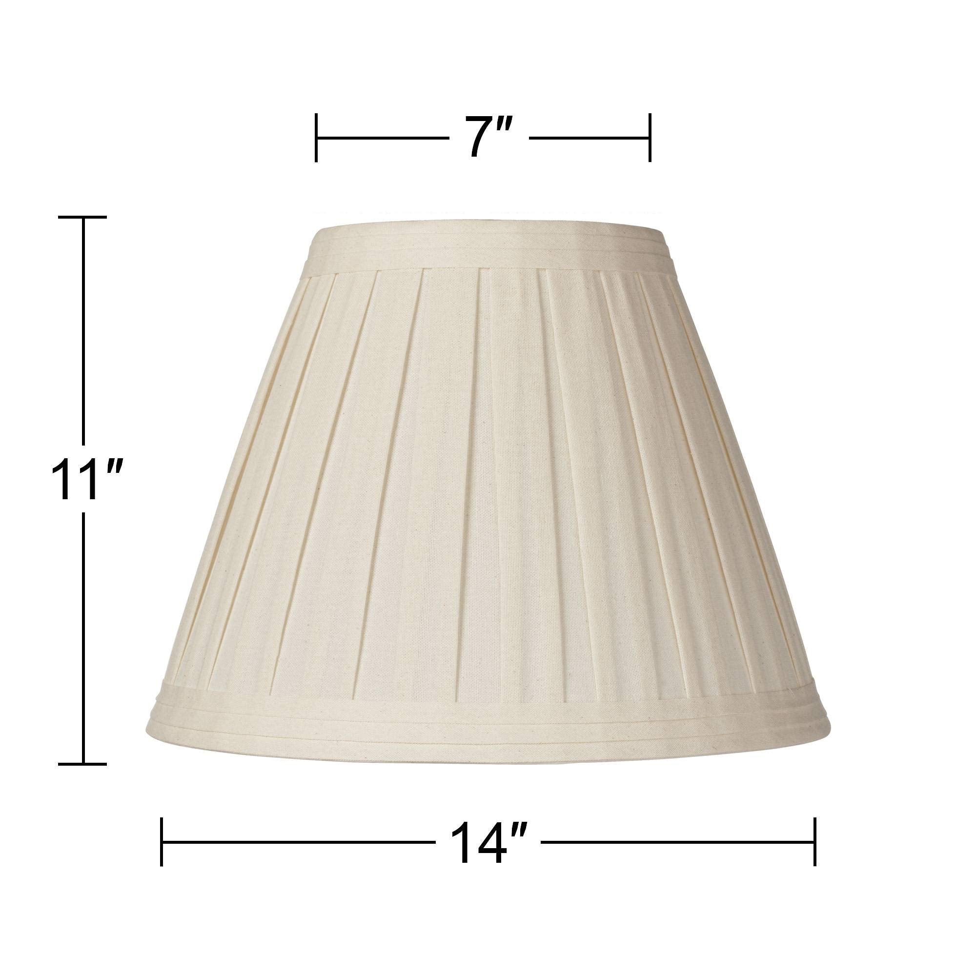 Creme Linen Medium Box Pleat Lamp Shade 7&quot; Top X 14&quot; Bottom X 11&quot; High (Spider) Replacement With Harp And Finial - Springcrest