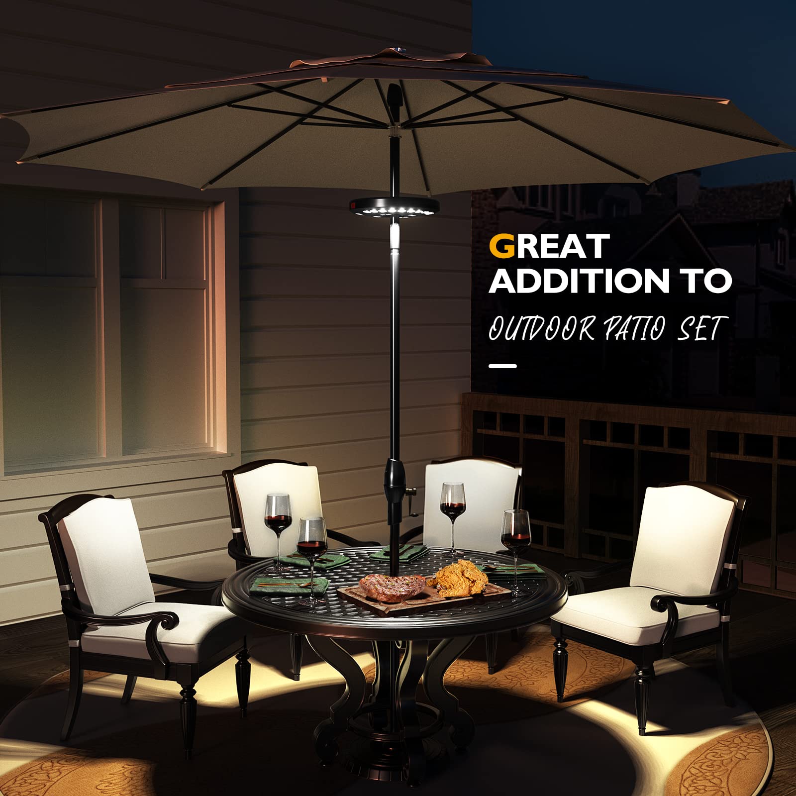 Eletorot Rechargeable Patio Umbrella Lights - 28 Led, 3 Modes, White Outdoor Decor