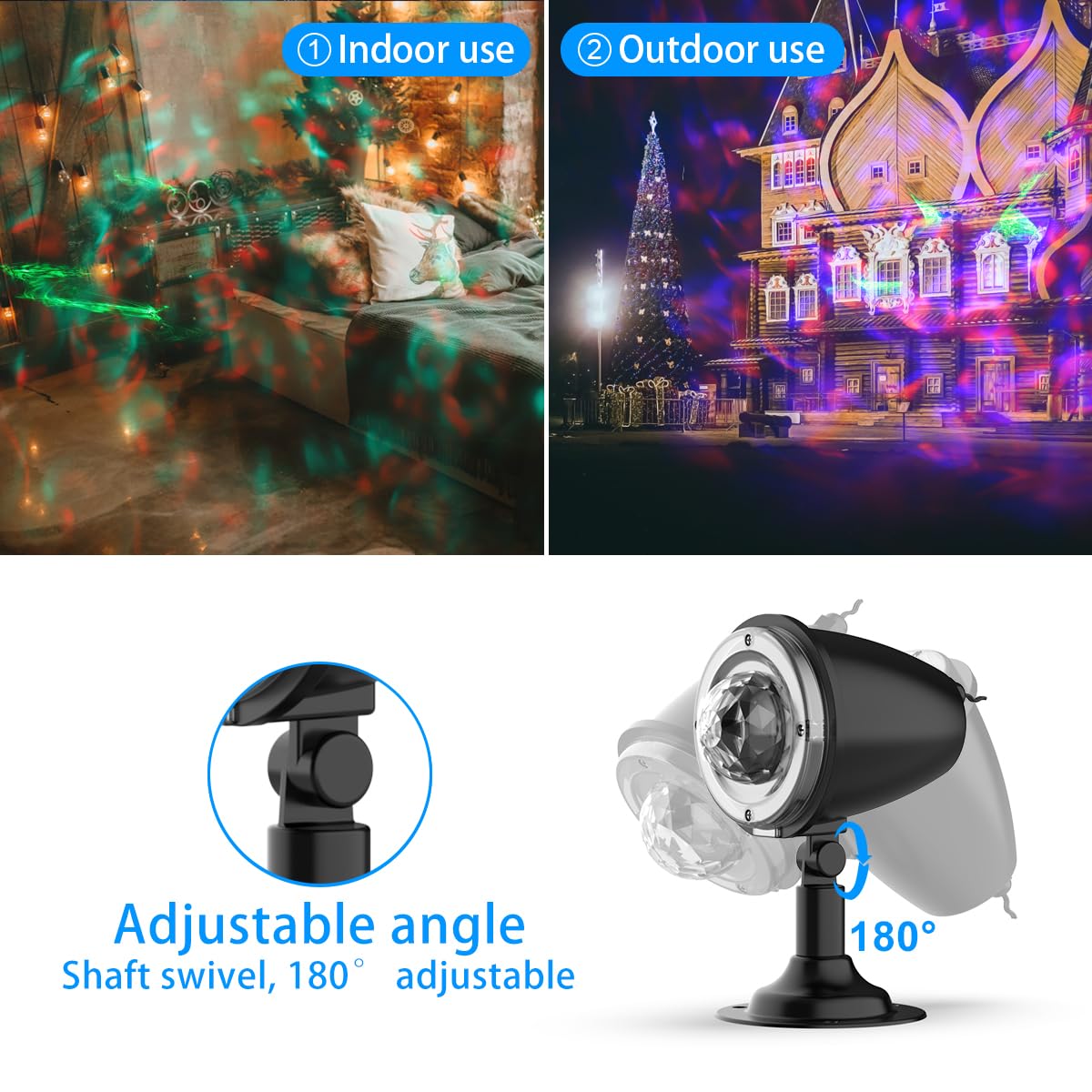 SOMKTN Christmas Halloween Laser Projector Lights - Waterproof Outdoor Light with 10 Colors, Aurora & Ocean Wave Patterns - Model BL-DP-BJG