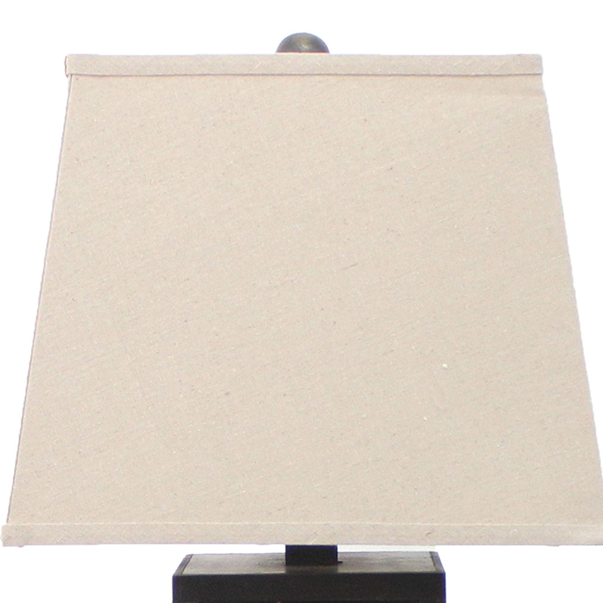 Benzara Rectangular Metal Frame Table Lamp, Brick Pattern, Beige and Brown, Model BM217240