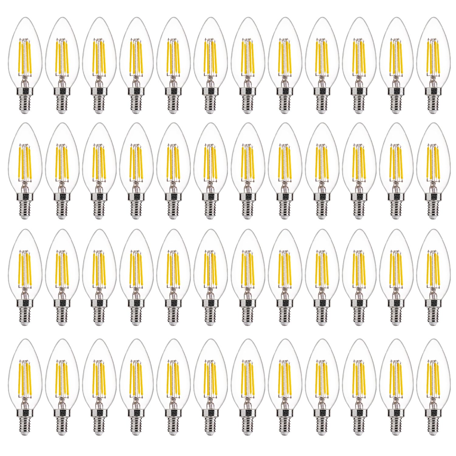 Flsnt 48 Pack Dimmable Led Candelabra Bulbs, 40W Equivalent Led Chandelier Light Bulbs, E12 Base, 5000K Daylight Ul,Ca65 Listed.
