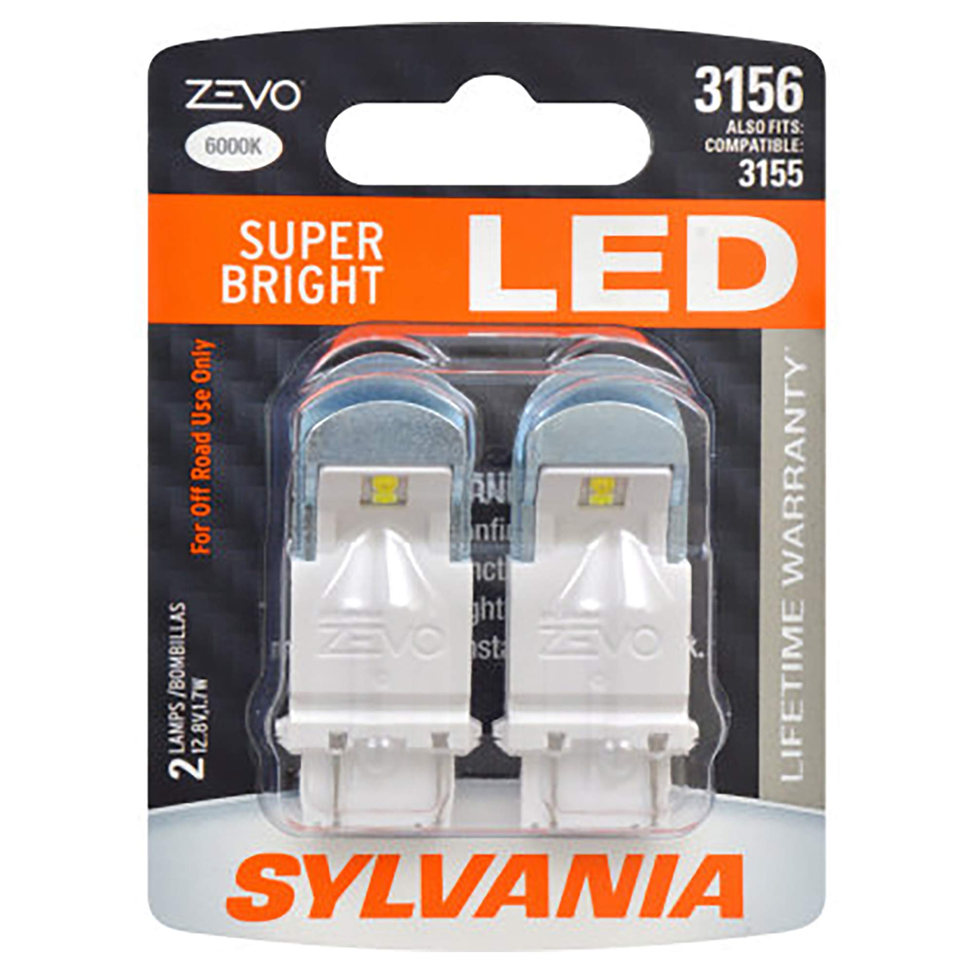 SYLVANIA 3156 ZEVO LED Bulb - 2 Pack, White, Ideal for Daytime Running Lights and Back-Up/Reverse Lights