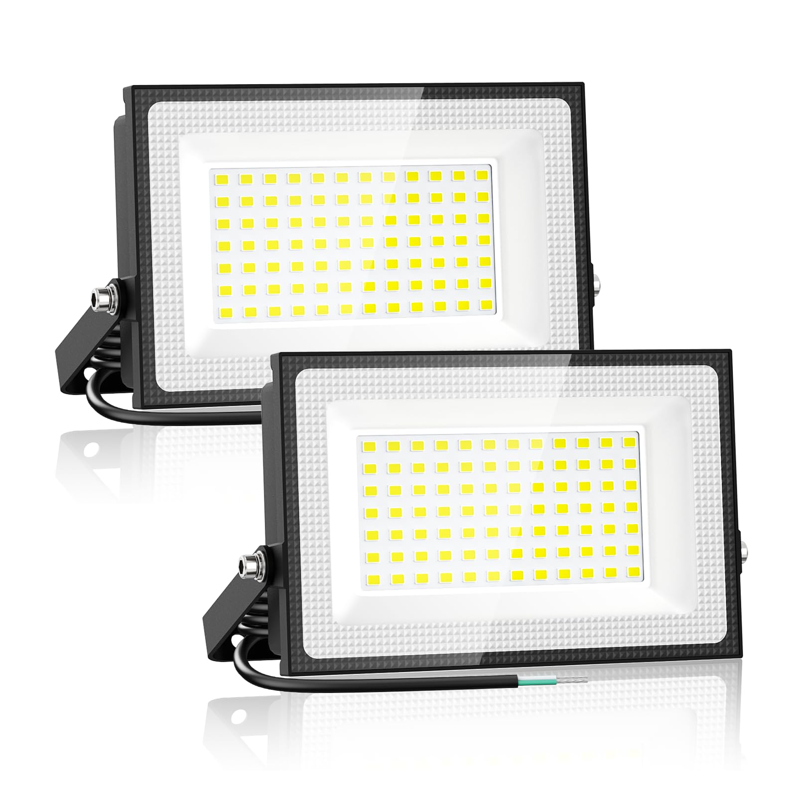 Onforu 60W LED Flood Lights, IP66 Waterproof, 6500K Daylight White, Black, Model ON-FG47-DW-US-2A, 2 Pack