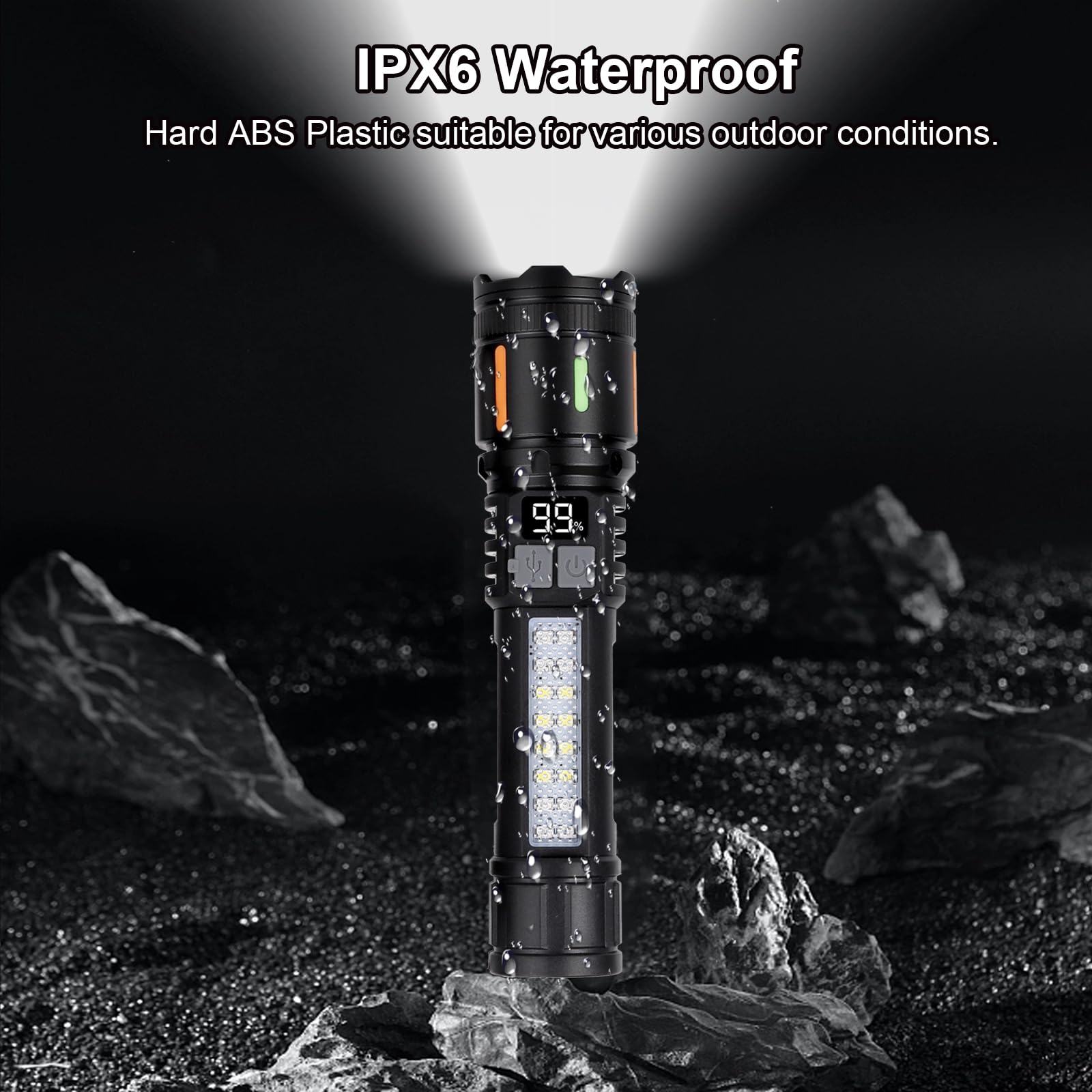 Ewenele Flashlights High Lumens Rechargeable, 990,000 Lumens Led Flashlight Battery Powered With 5 Light Modes, Cob Side Light,