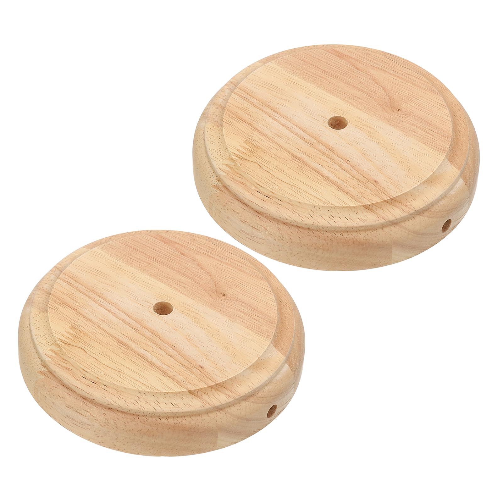 Patikil 5.5'' X 1.3'' Wooden Lamp Base, 2Pcs Round Solid Wooden Base Wood Desk Lamp Display Stand Replacement For Bedroom Bedsid