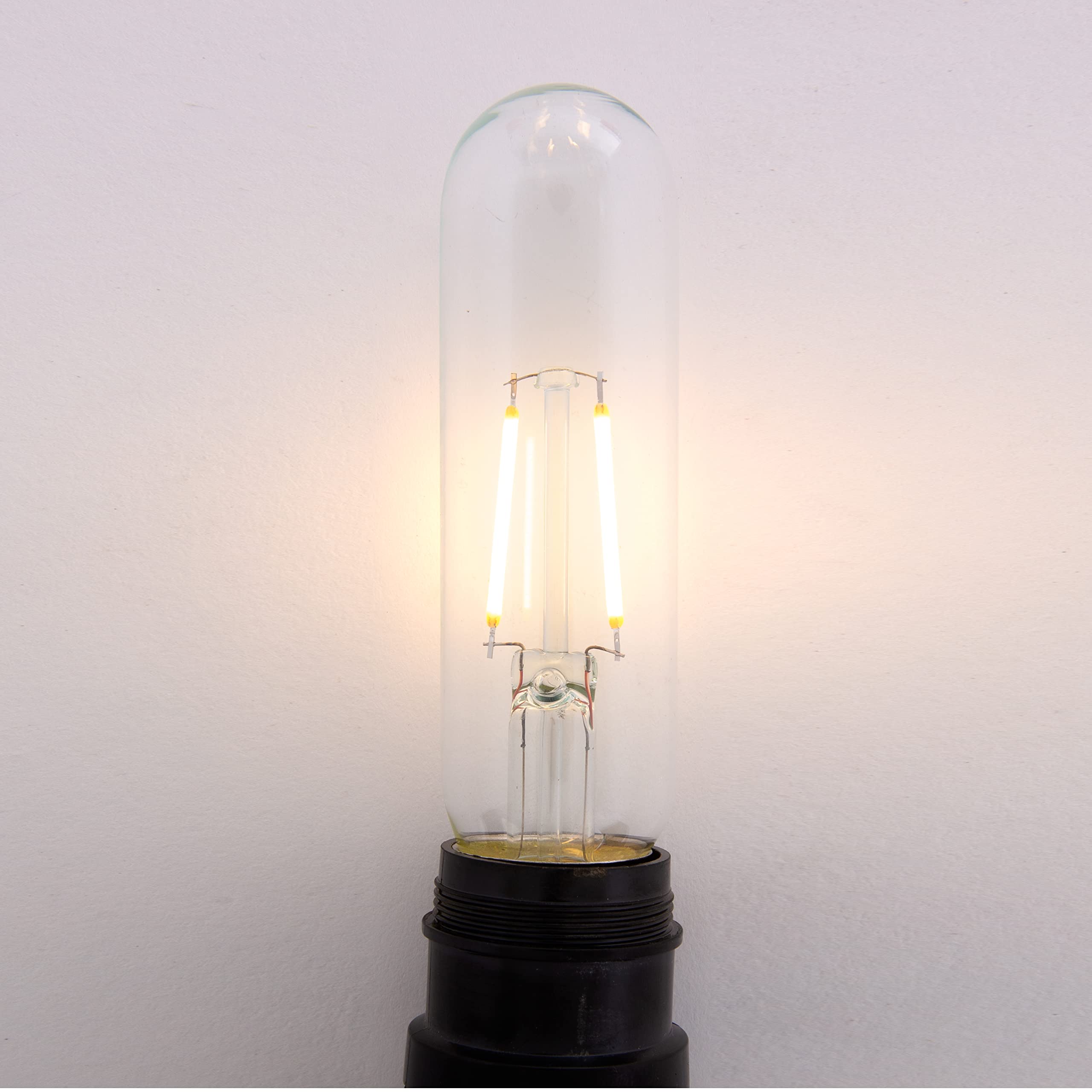 Creative Hobbies Clear 1.5W Led T10 Tubular Light Bulb - Nickel Plated E26 Medium Base (25 Watt Equivalent) | 4 Pack