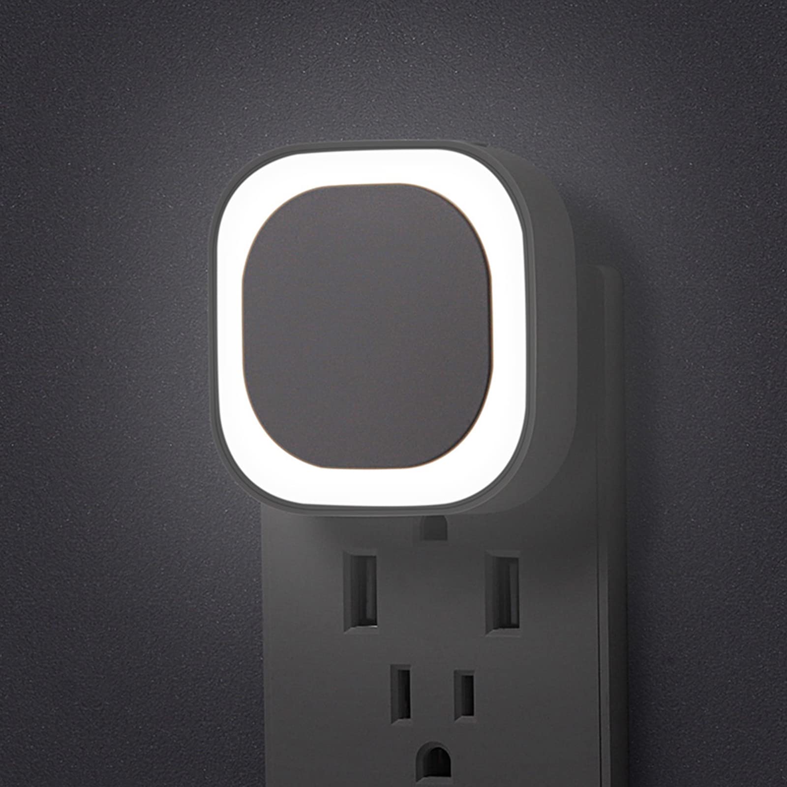 YUNLEX 4 Pack Plug in Dimmable Night Light, Soft Night Light, Auto Dusk to Dawn Sensor, Day White LED Wall Night Light, Square N