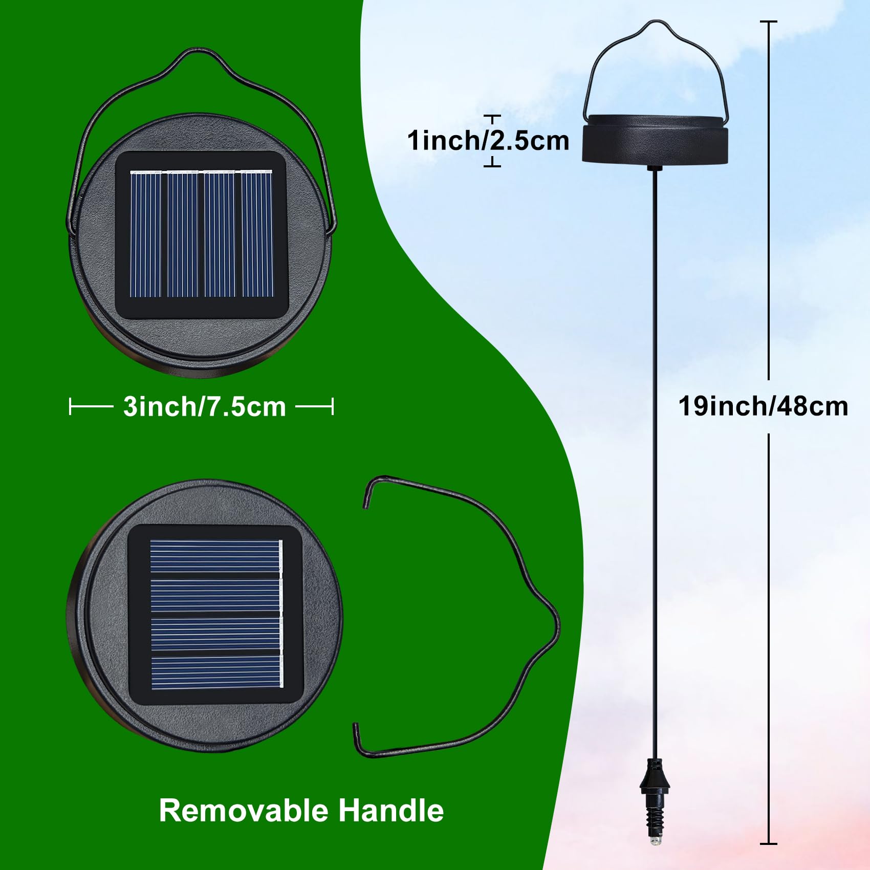 2Pack Solar Lights Top Replacement with Rechargeable Battery AA 600mAh for Solar Lantern Lights, Garden,Patio, Yard Christmas De