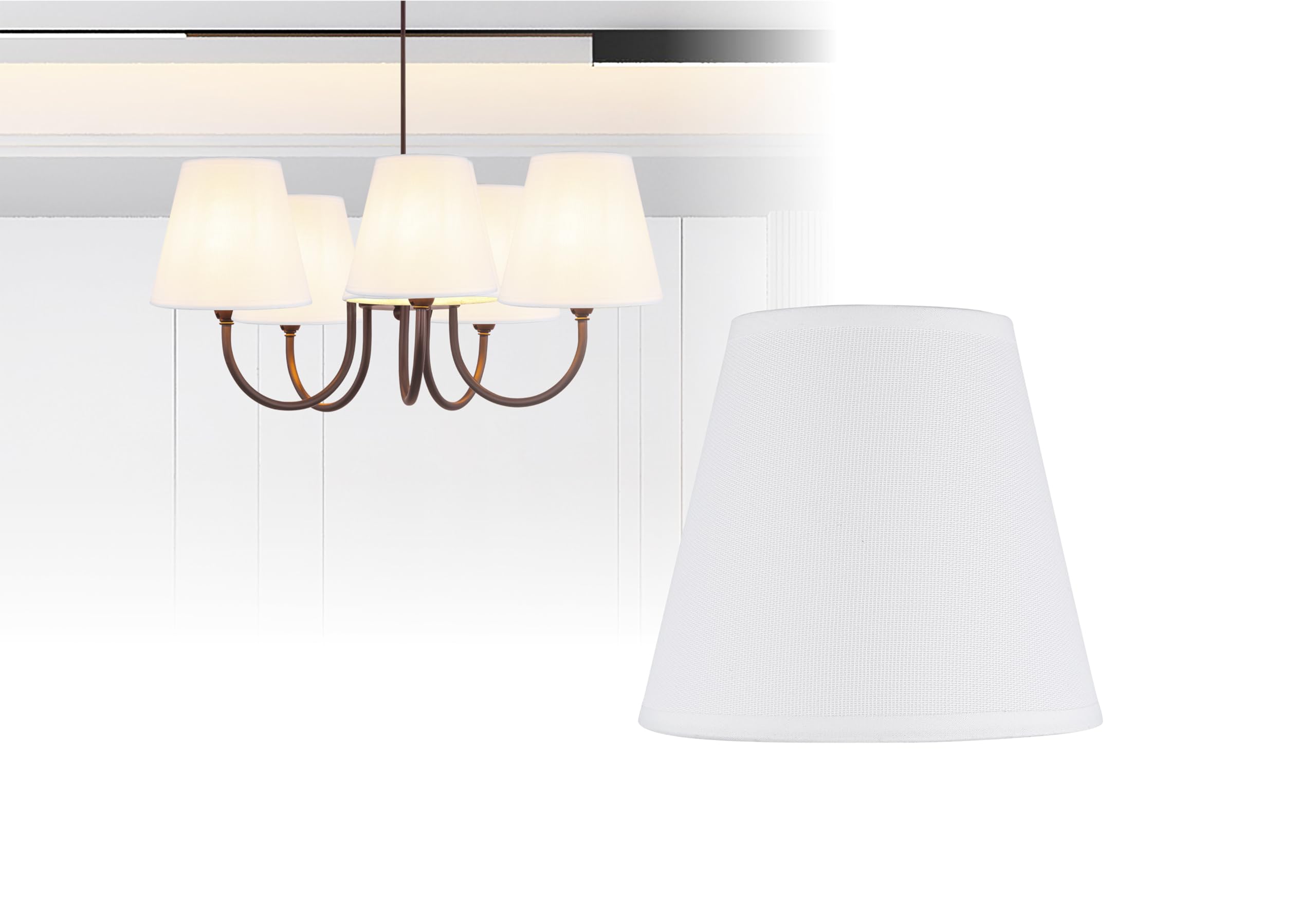 Ruiever 6-Pack Clip-On Lampshades, White Fabric, 5.9in  Bottom x 3.54in  Top x 5.12in  Height, Suitable for Chandeliers and Lamps