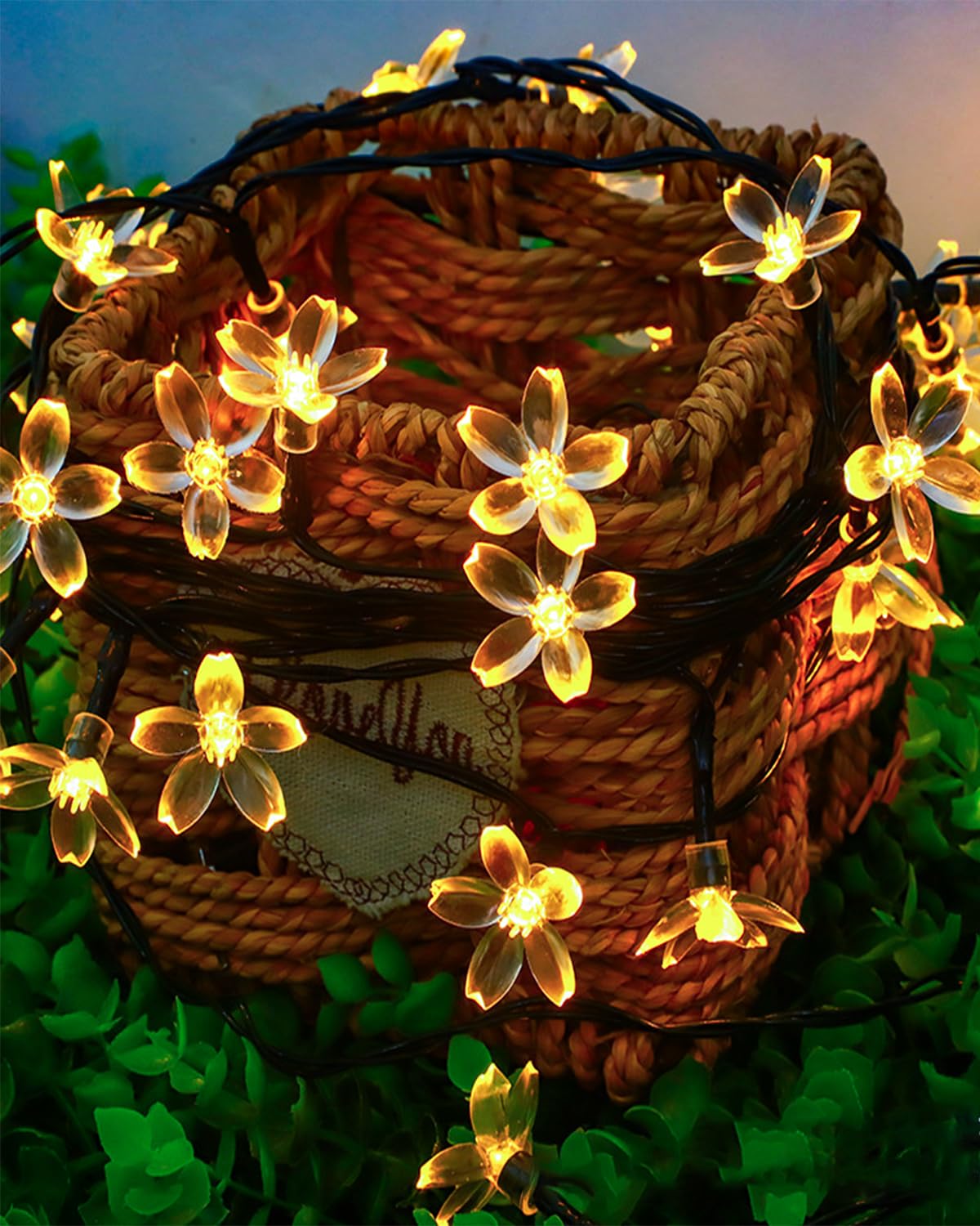 Keretuby Cherry Blossom Fairy Flower String Lights Indoor Bedroom Decorations, 33ft 100 LED USB Plug in Decorative Floral Lamp f