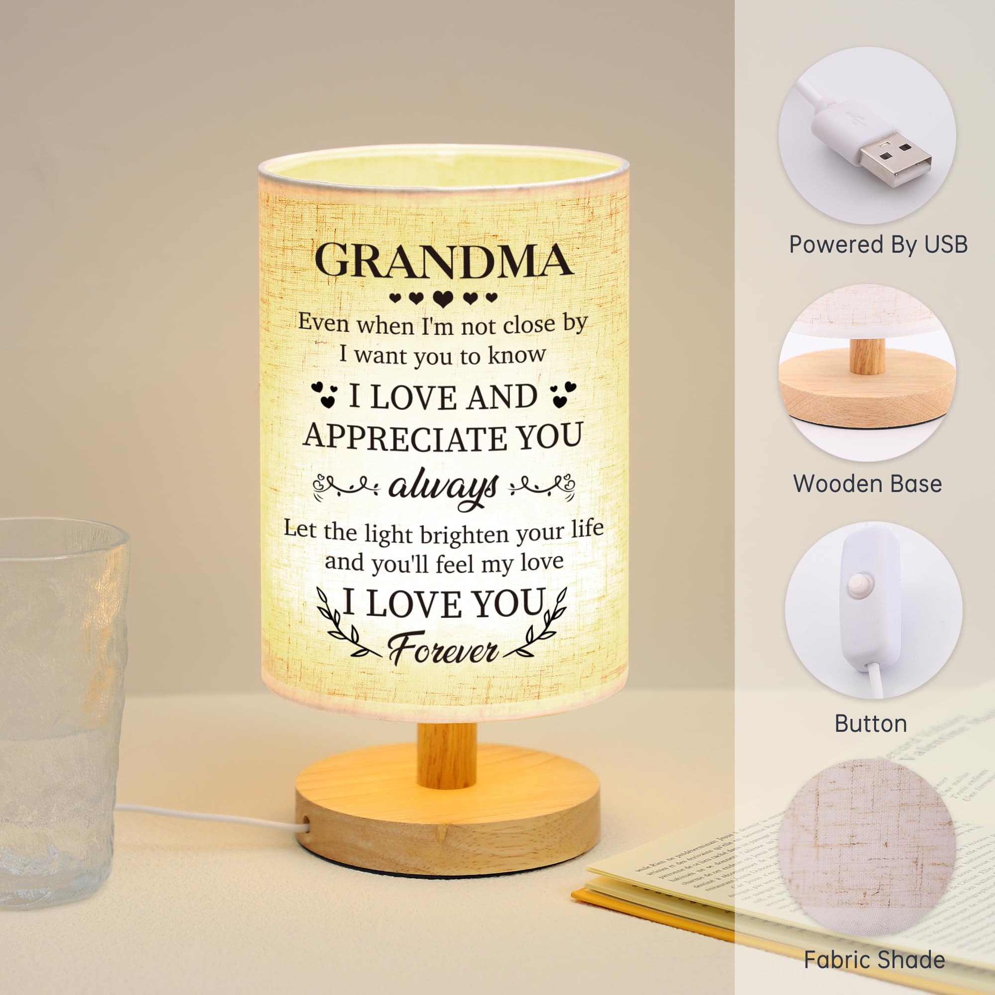 Wsyear Mothers Day Birthday Gifts For Grandma From Grandkids, Grandma Birthday Gifts Table Lamp For Grandmother Nana Birthday Un