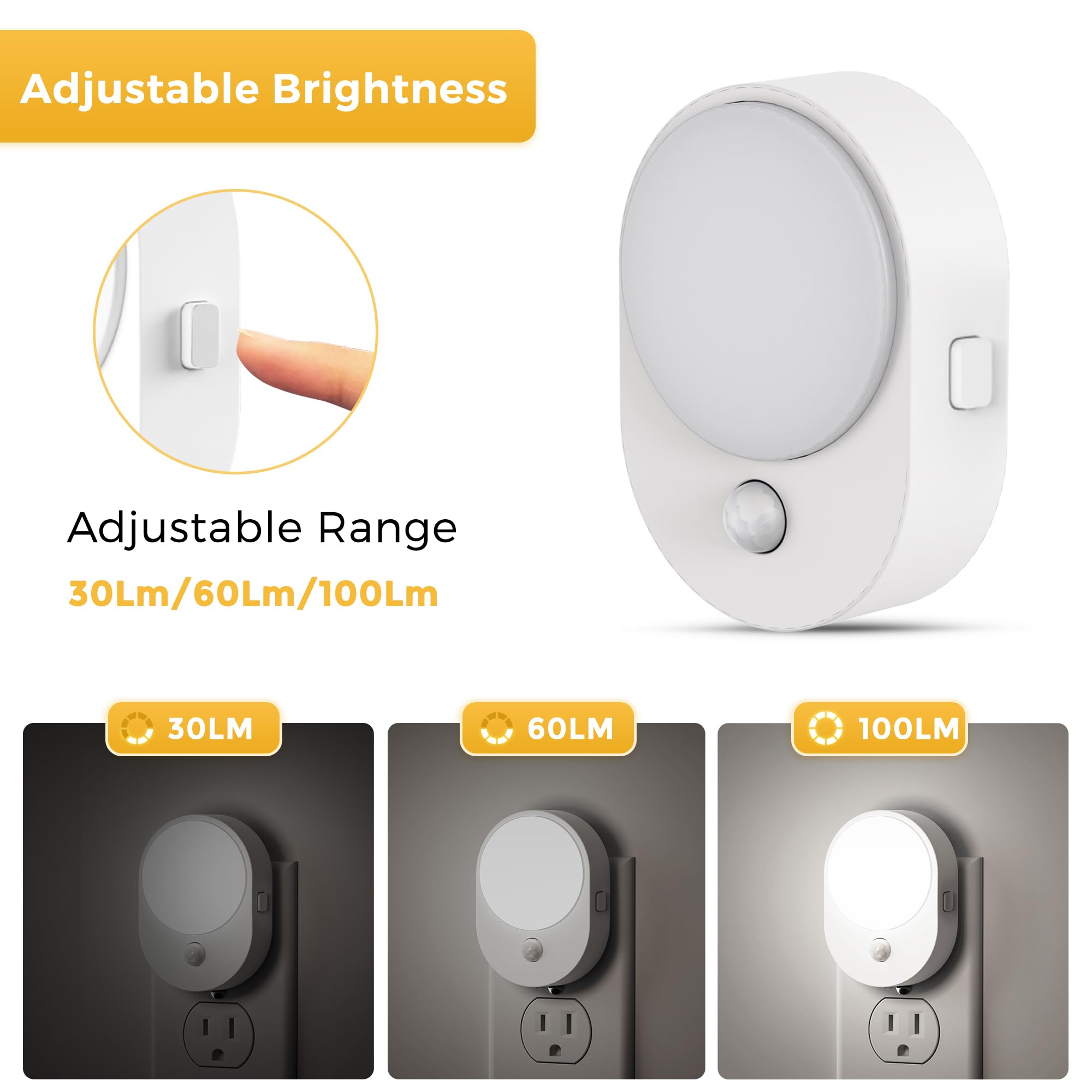 L Lohas Led Motion Sensor Night Light,[2-Pack] Night Lights Plug Into Wall,2 In 1 Built-In Motion Sensor And Dusk To Dawn Sensor