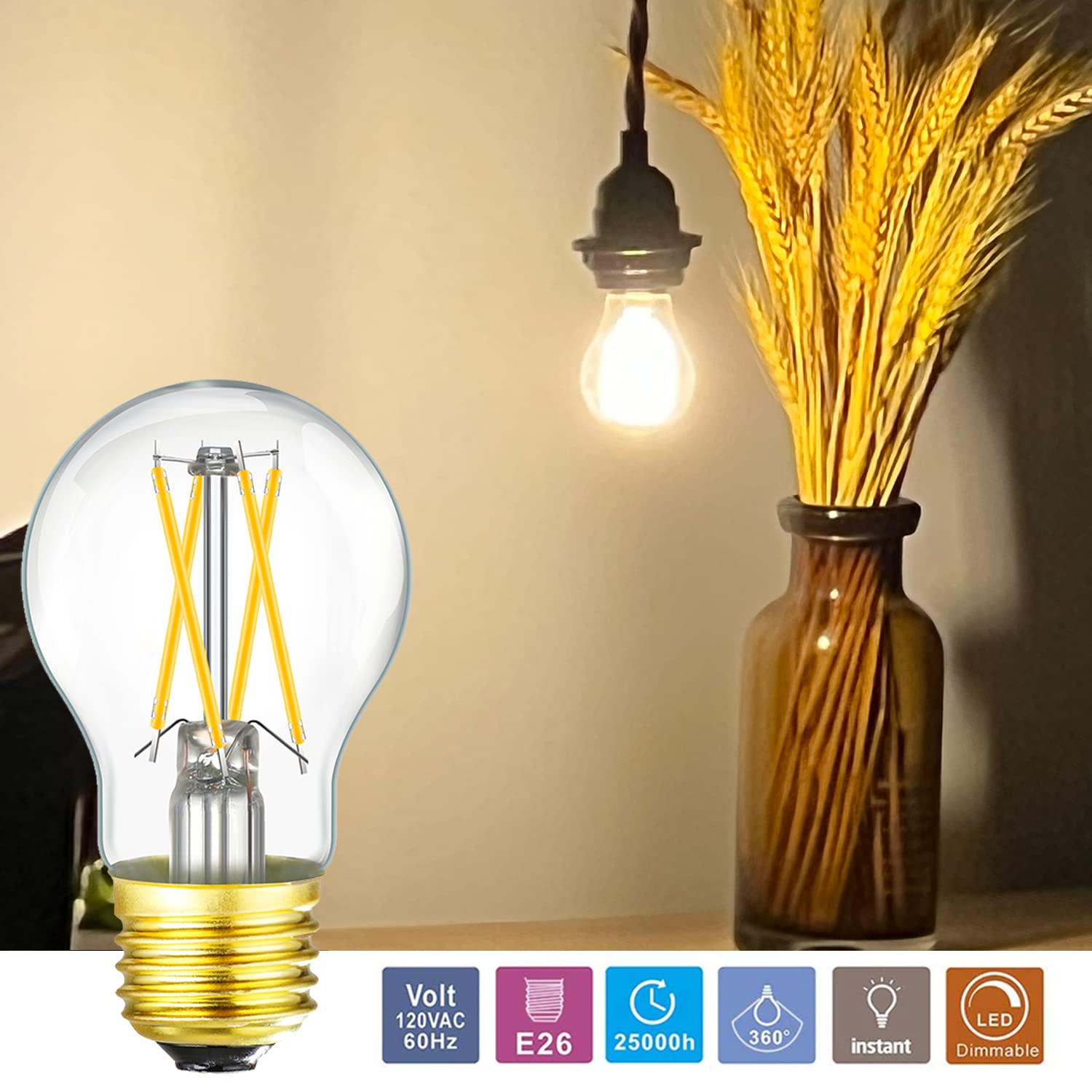 Dimmable E26 Led Bulb 6W Equal 60 Watt Vintage Led Edison Bulb Ac120V A15 Led Bulb For Ceiling Fan Light Bulbs,Appliance Bulb An