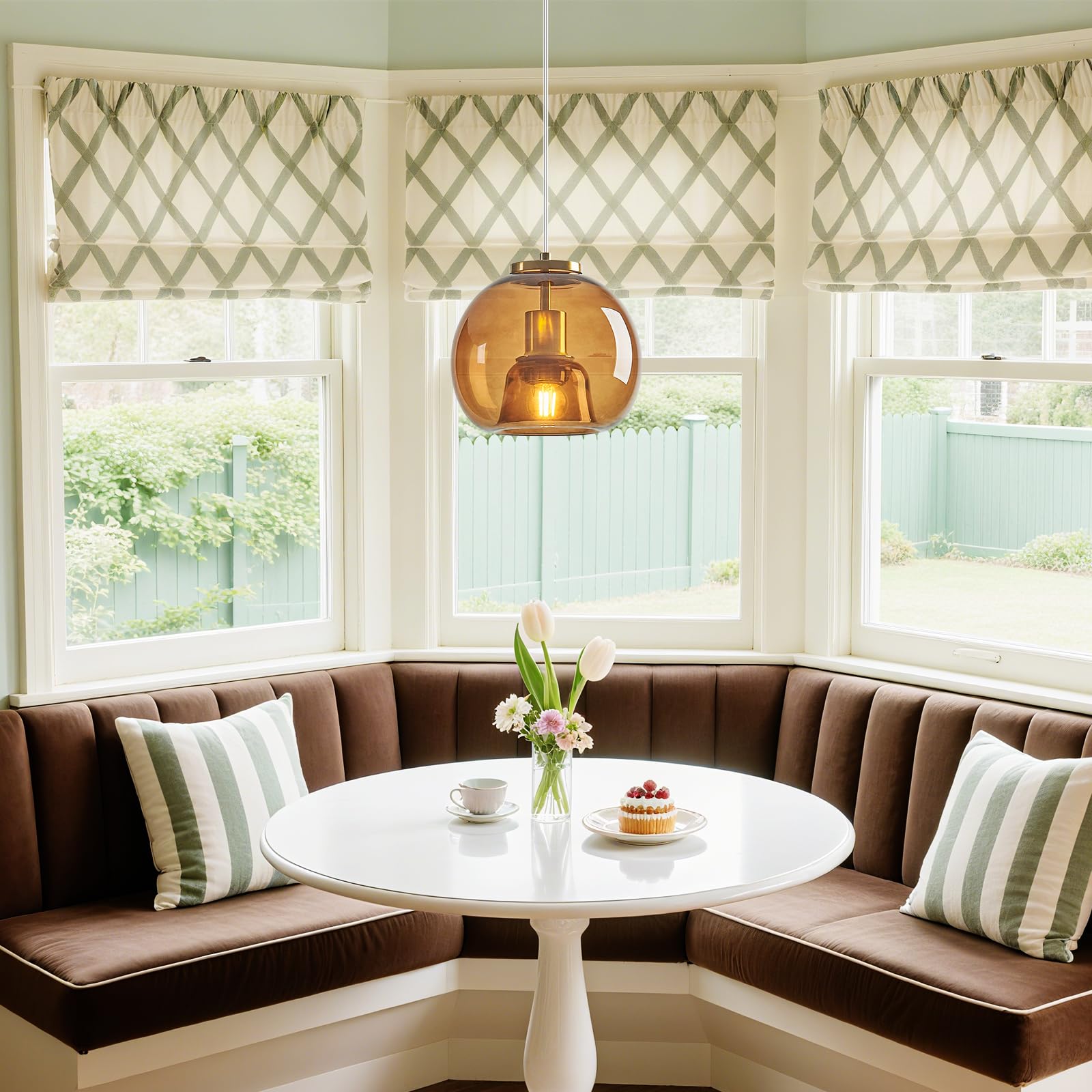 Lbsqj Brown Glass Pendant Lights Kitchen Island Gold Hanging Light Fixture Glass Globe Pendant Light Modern Pendant Lighting For Kitchen Island Bedroom Dining Room (7.87  3 Pack)