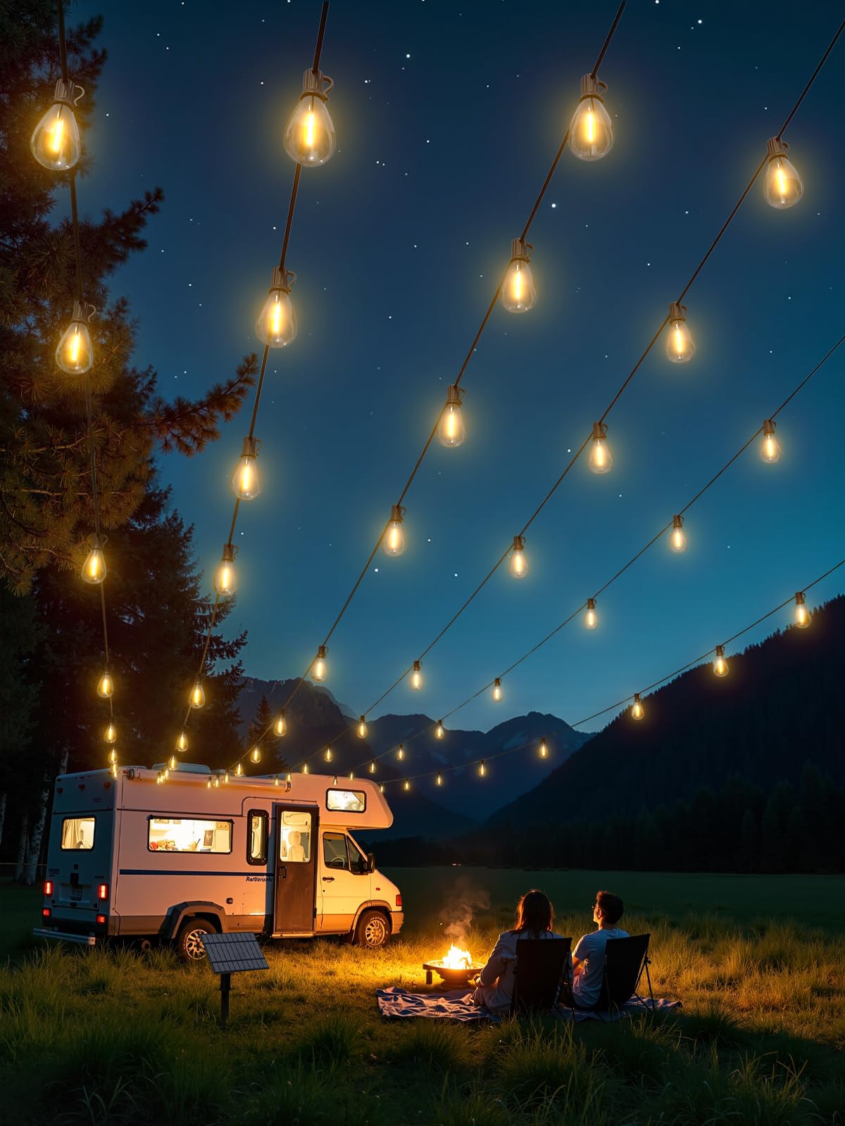 Luckystyle 200Ft Solar String Lights Outdoor Waterproof 2200K With Remote & Usb Charging  72+4 Led Shatterproof Bulbs  Dimmable & Timable  3 Light Modes  Long Last For Garden Patio  Backyard  Camping