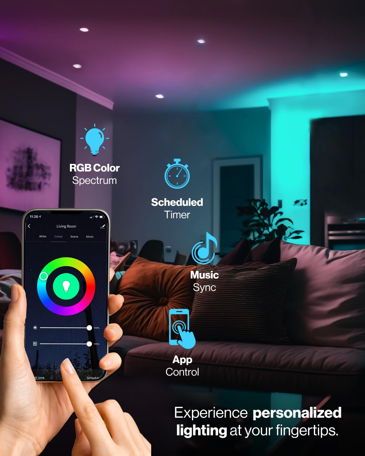 Sunco BR30 Smart LED Flood Light Bulb, Dimmable Color Changing, 8W, 10 Pack, RGB, E26 Base, Compatible with Alexa & Google Assistant