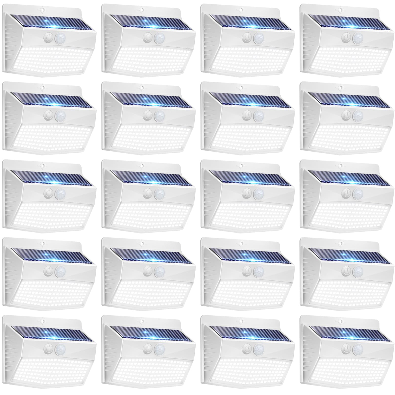 Peasur Solar Lights Outdoor Motion Sensor [20 Packs] Security Light with 3 Lighting Modes Wall Lights Waterproof Solar Powered Lights for Garden Fence Yard  White