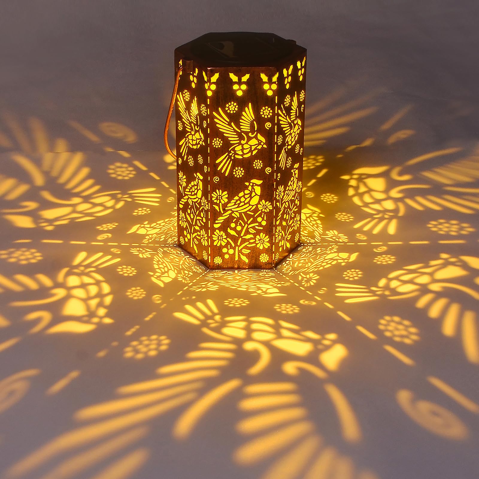 Solar Cardinal Lanterns Outdoor Hanging Lights  Gifts For Mom Dad Men Women  Hollowed-Out Metal Decor Lantern  Waterproof Led Decorative Garden Light